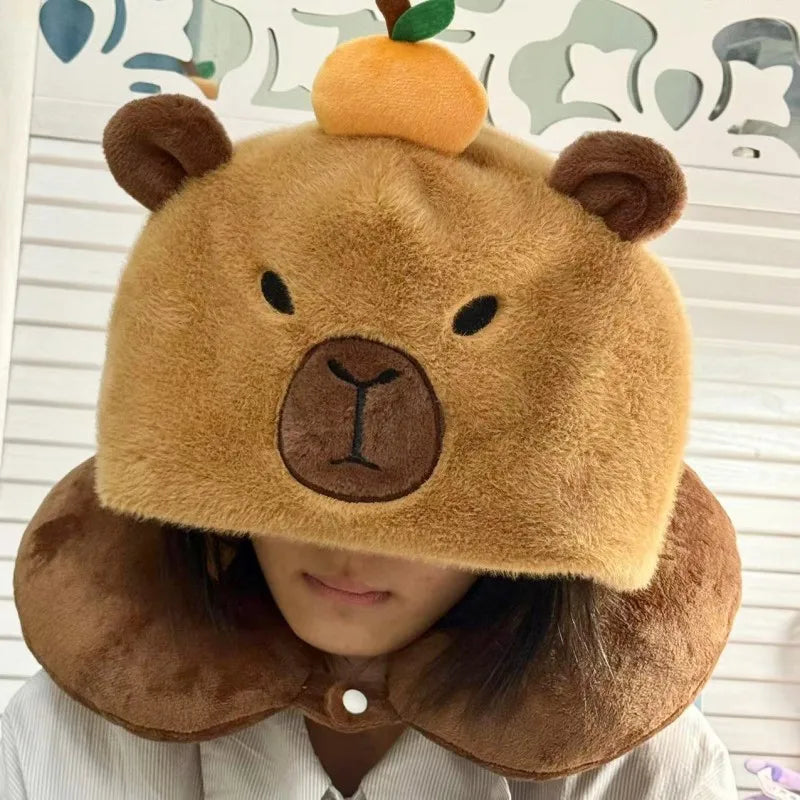 Capybara Plush Neck Pillow With Hat - Concordia Style Boutique