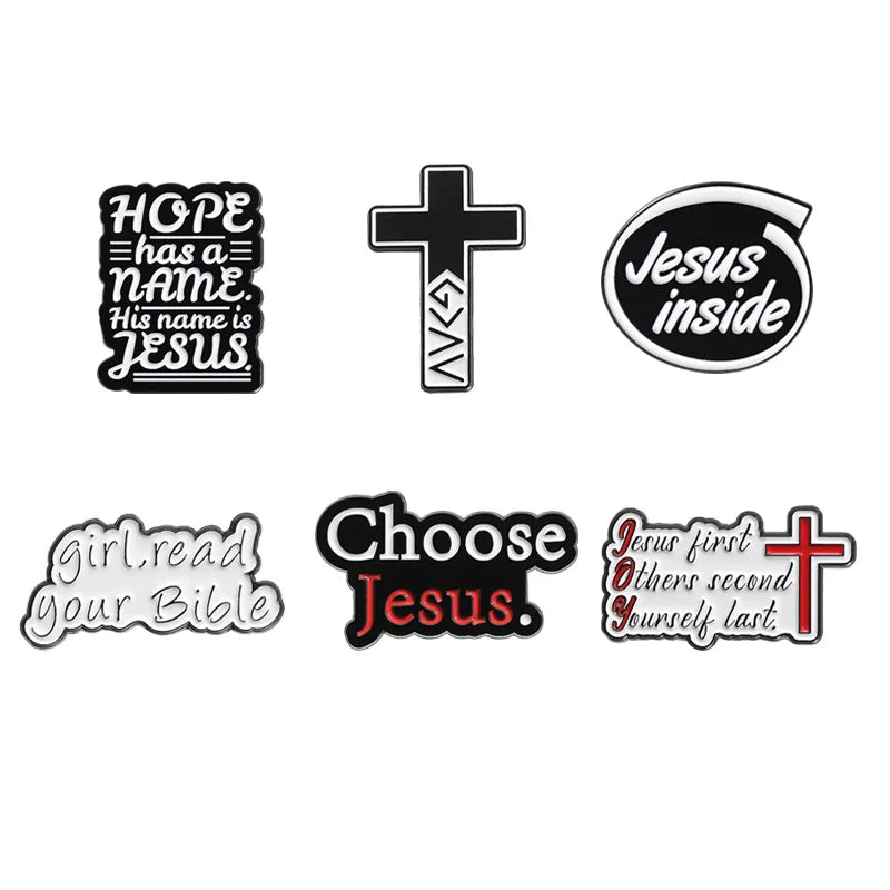 Jesus Cross Enamel Pins Christian Faith Brooch Lapel Badge Gift