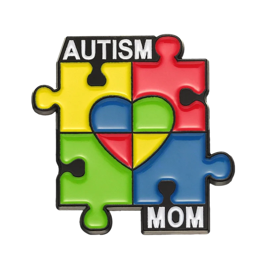 Autism Mom Enamel Pin Rainbow Puzzle Brooch Badge Lapel Backpack Autistic Awareness Gift