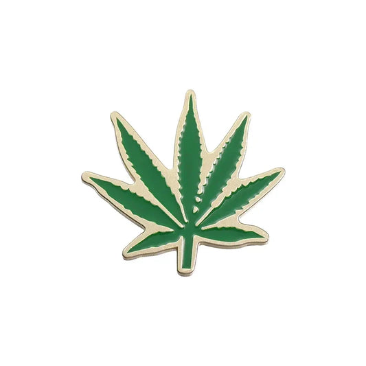Cartoon Green Plant Tobacco Leaf Enamel Pin Lapel Badge Gift