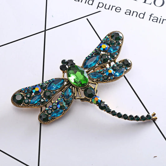 Crystal Dragonfly Brooch Pin for Women - Large Insect Jewelry Accessory