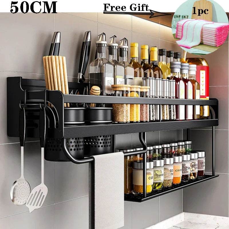 Wall-Mounted Kitchen Spice Rack Organizer