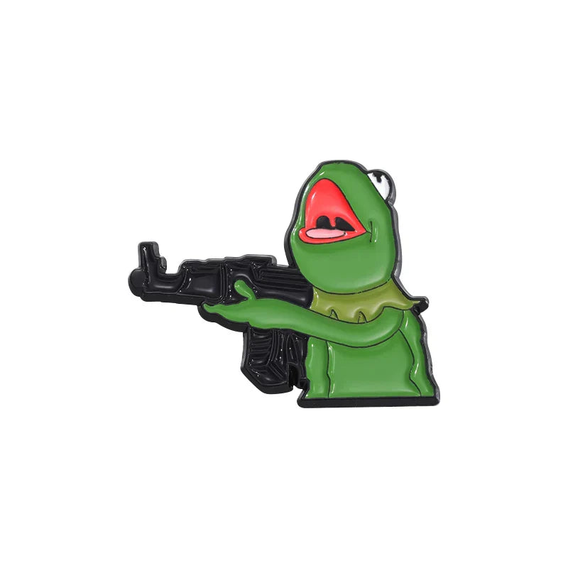Creative Frog Love Sniper Enamel Pin Anime Badge for Hats, Clothes, Backpacks, Accessories
