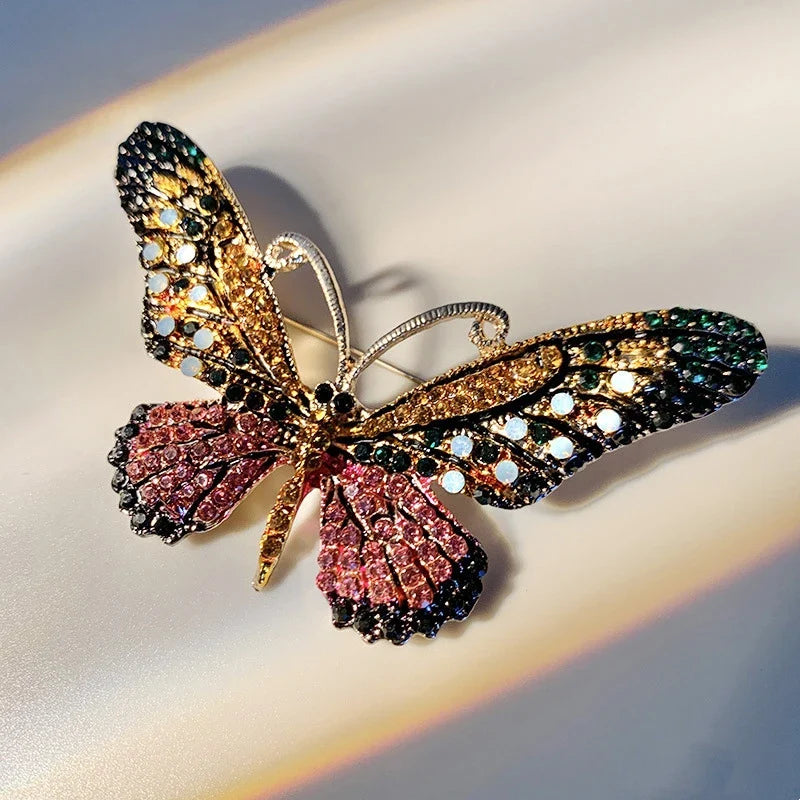Colorful Butterfly Zircon Brooch Crystal Lapel Pin Jewelry Accessories