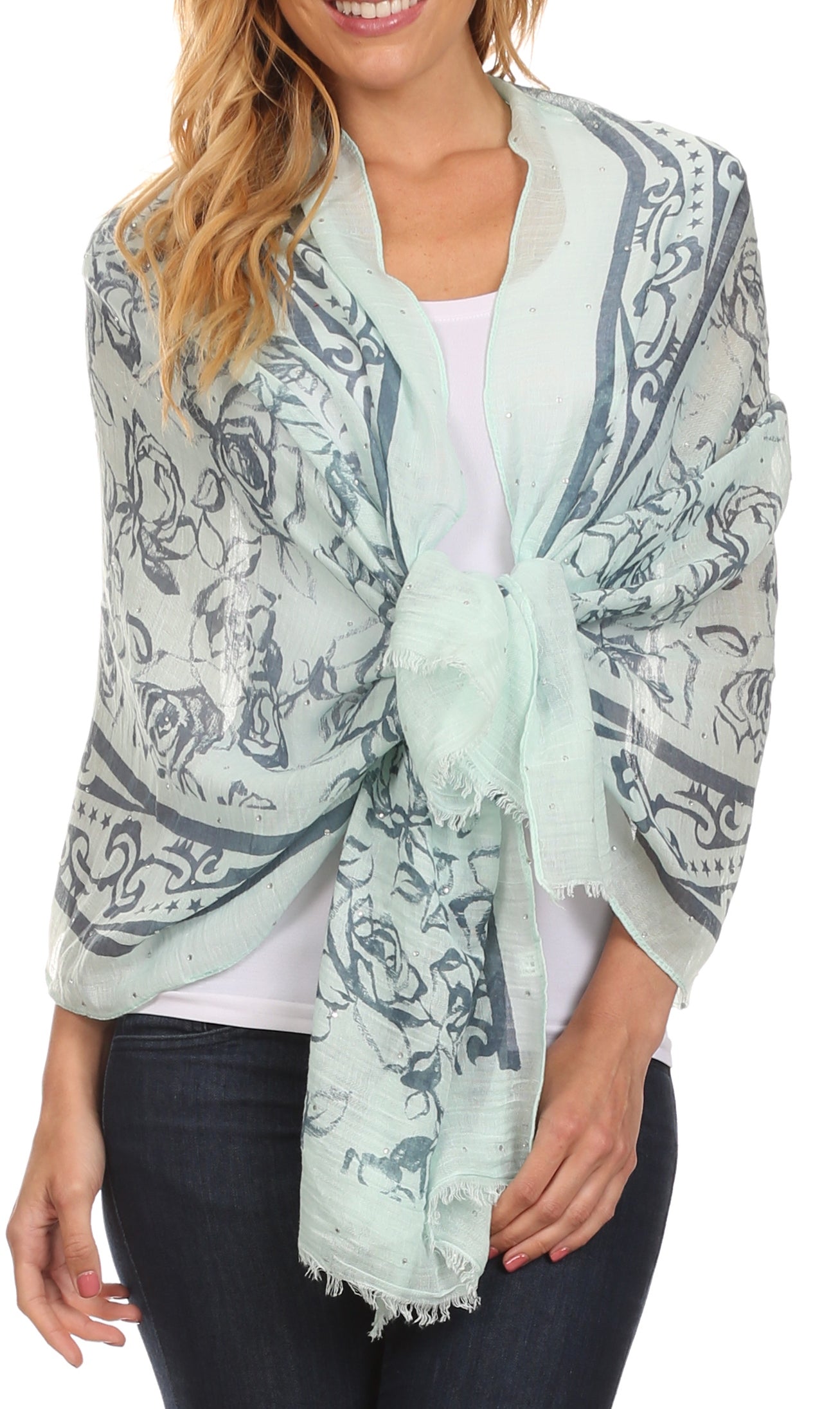 Sakkas Hillary summer breeze lightweight flowing sheer gauze wrap scarf - Concordia Style Boutique