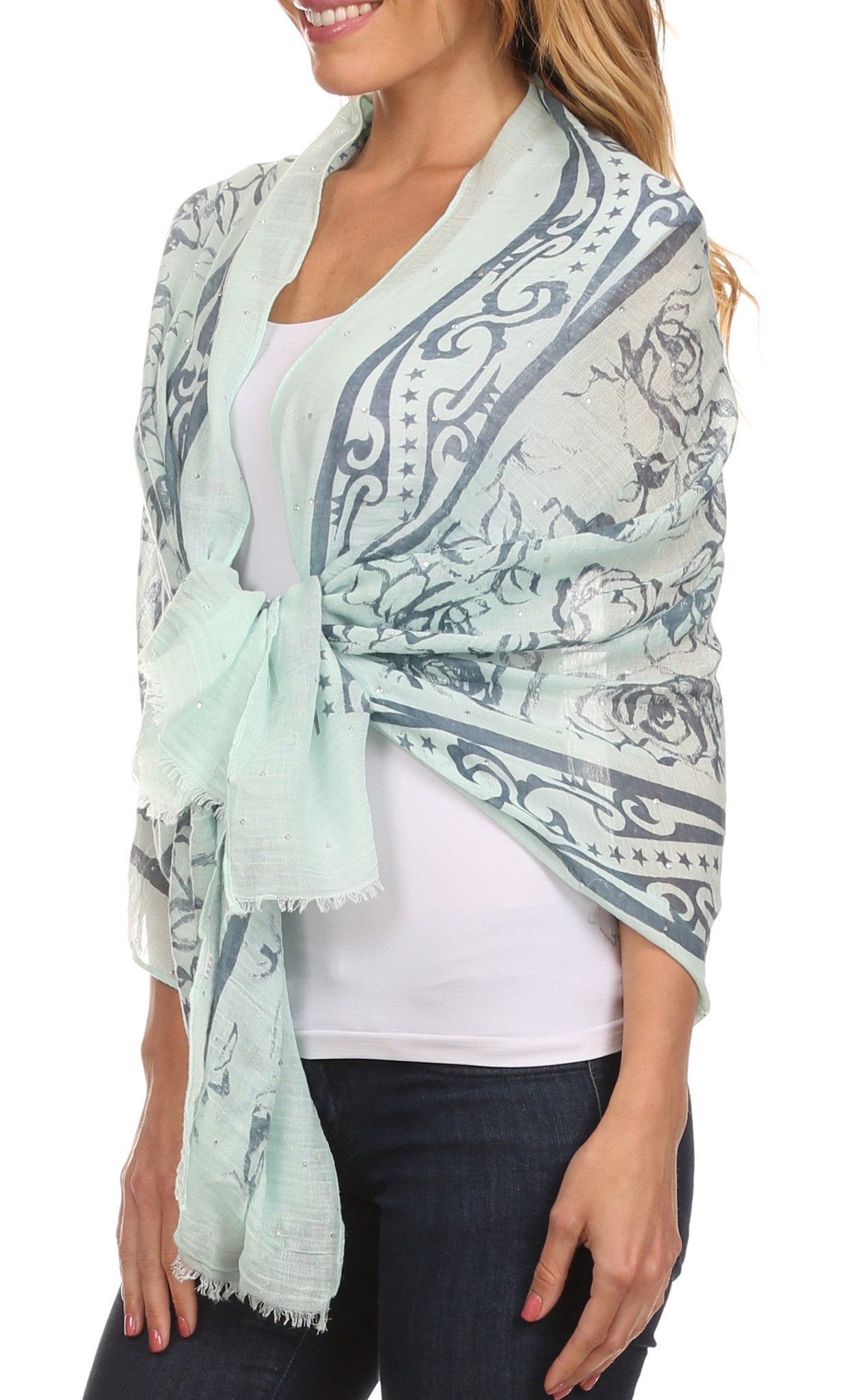 Sakkas Hillary summer breeze lightweight flowing sheer gauze wrap scarf - Concordia Style Boutique