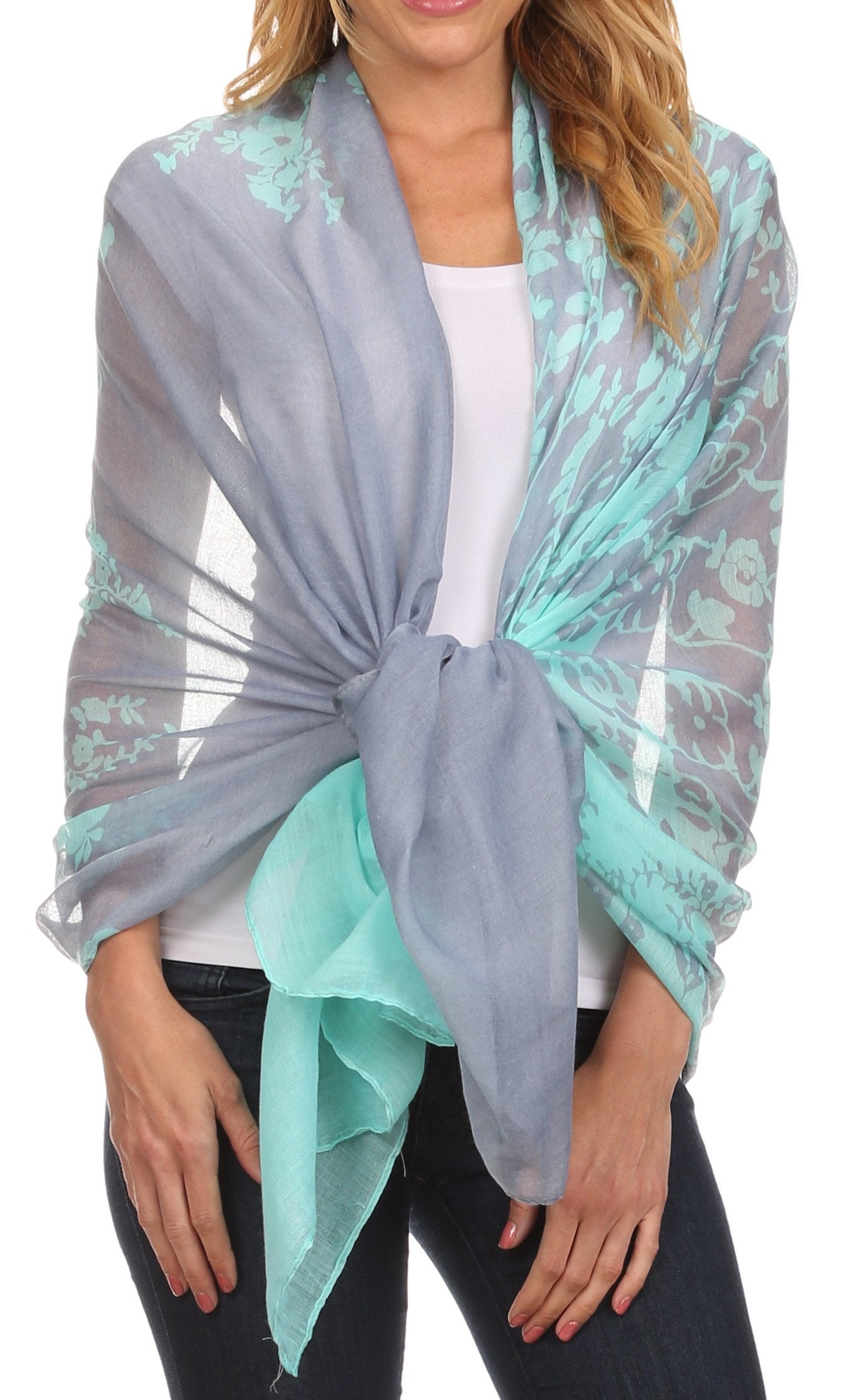Sakkas Nichole summer gauze featherweight patterned versitile sheer scarf wrap - Concordia Style Boutique