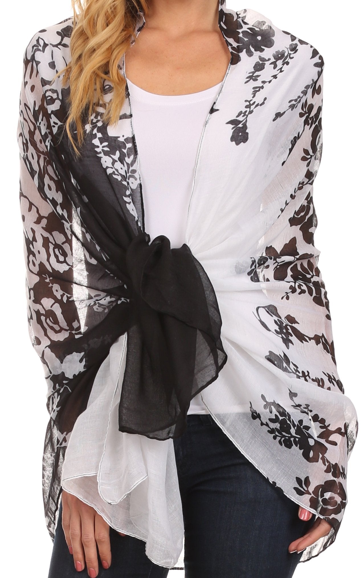 Sakkas Nichole summer gauze featherweight patterned versitile sheer scarf wrap - Concordia Style Boutique