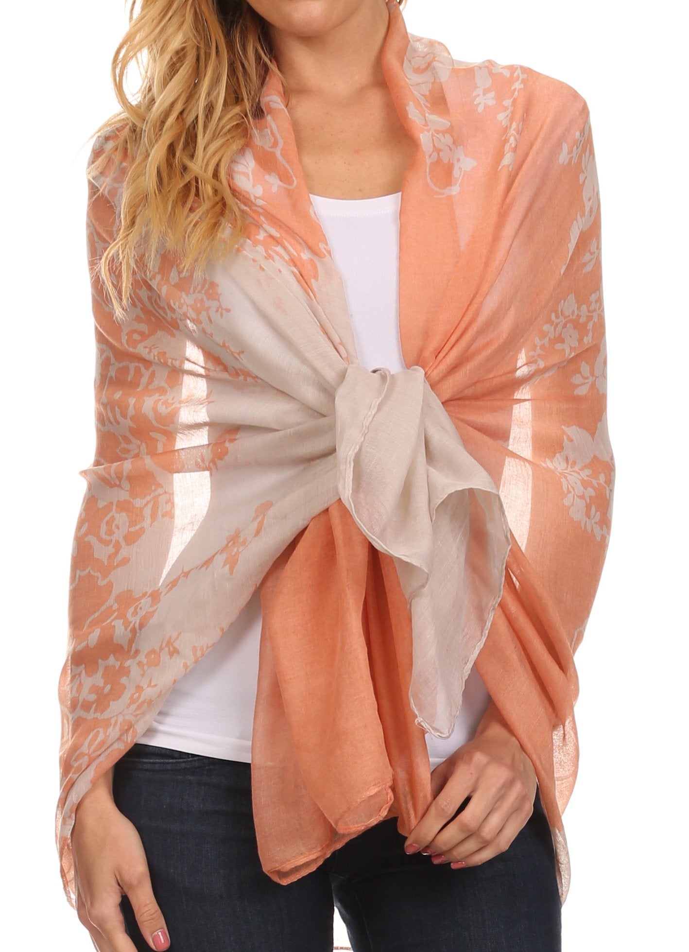 Sakkas Nichole summer gauze featherweight patterned versitile sheer scarf wrap - Concordia Style Boutique