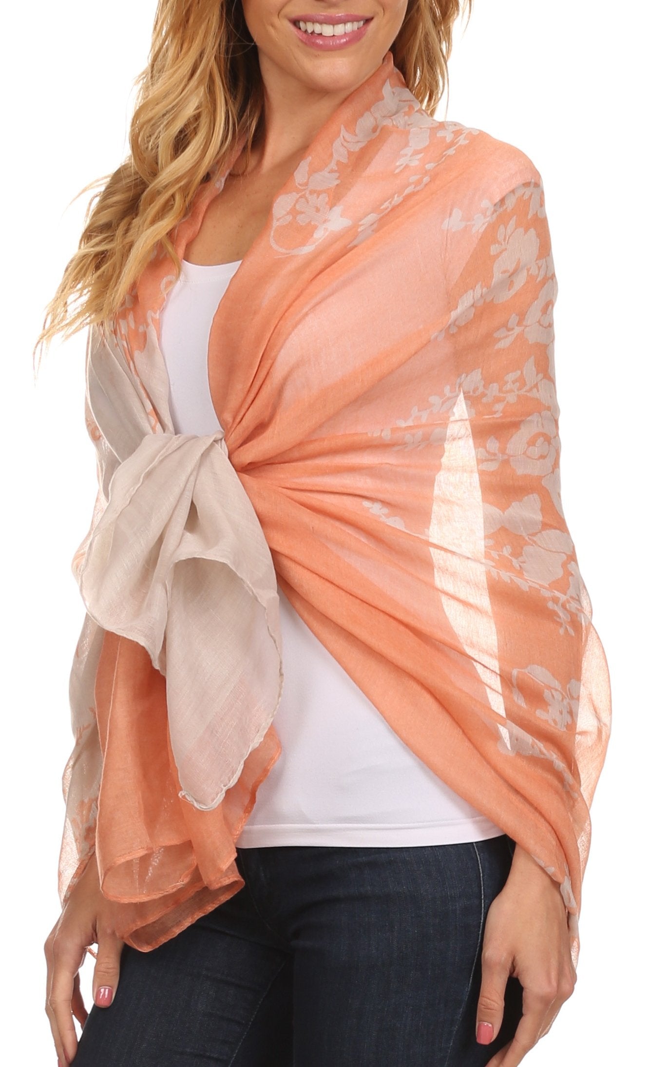 Sakkas Nichole summer gauze featherweight patterned versitile sheer scarf wrap - Concordia Style Boutique