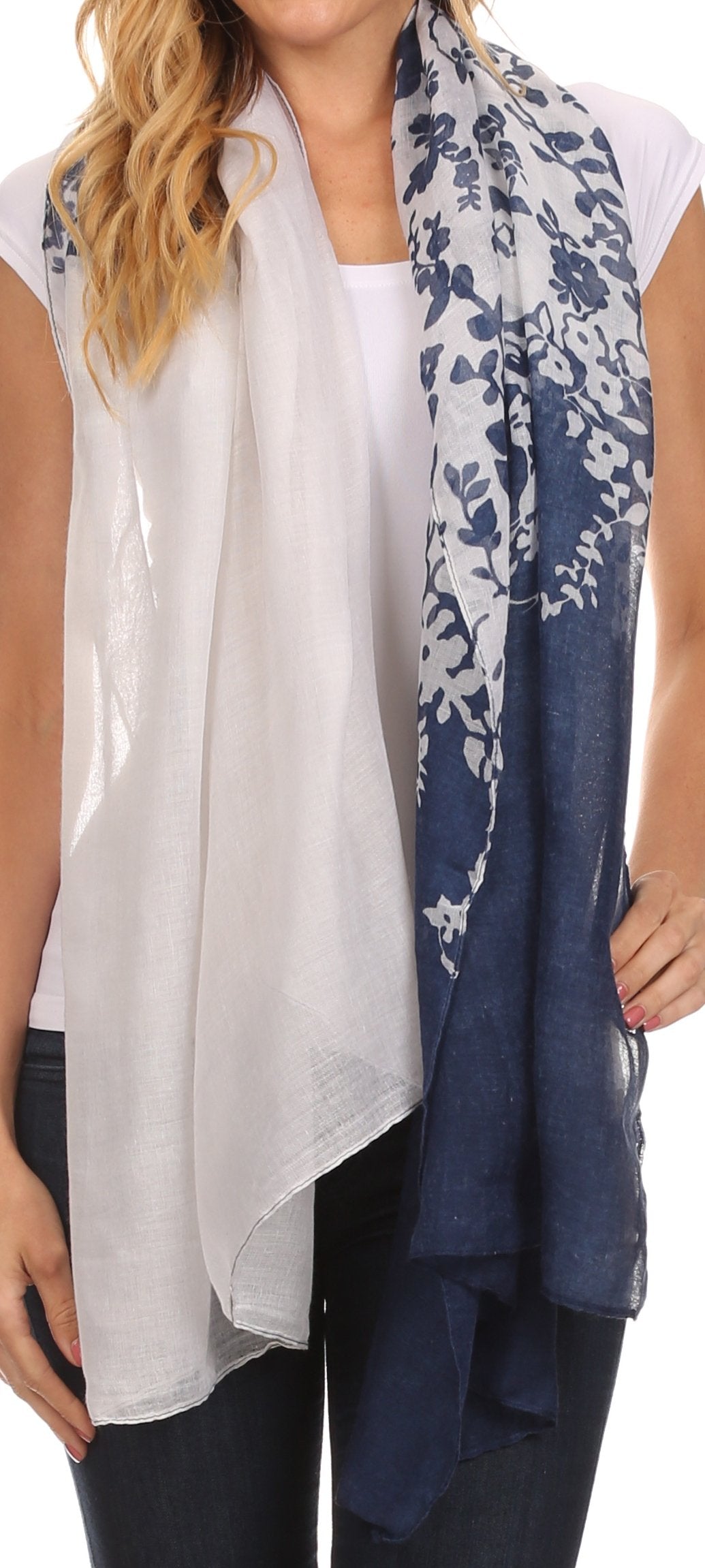 Sakkas Nichole summer gauze featherweight patterned versitile sheer scarf wrap - Concordia Style Boutique