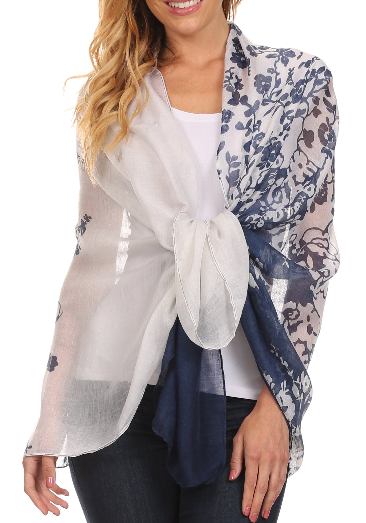 Sakkas Nichole summer gauze featherweight patterned versitile sheer scarf wrap - Concordia Style Boutique