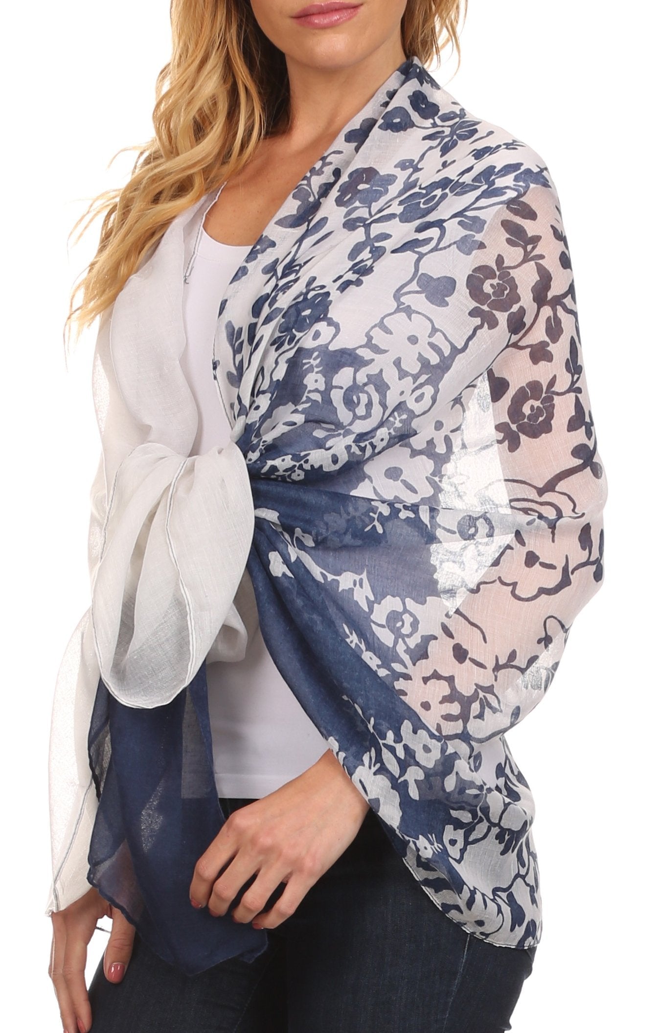 Sakkas Nichole summer gauze featherweight patterned versitile sheer scarf wrap - Concordia Style Boutique