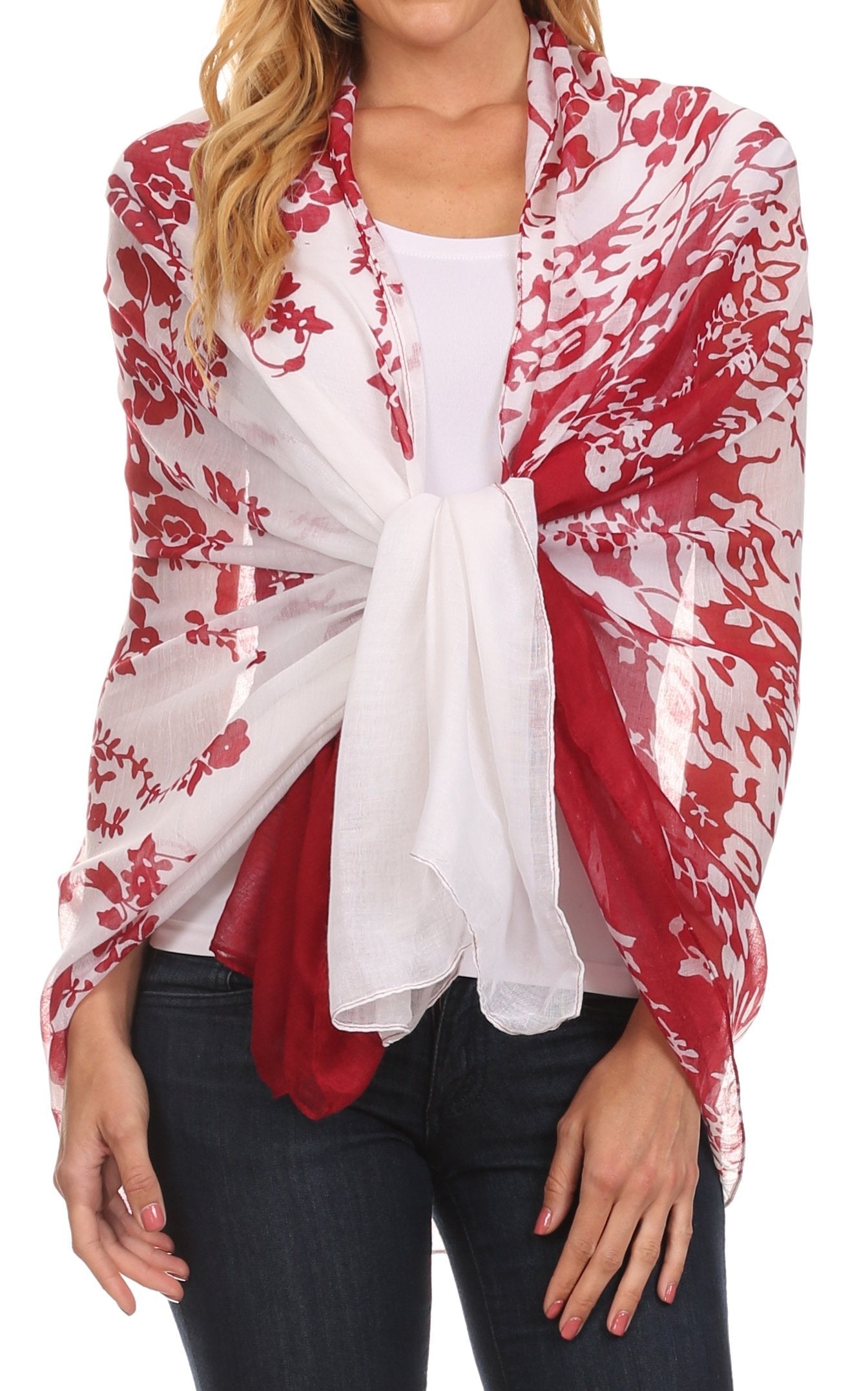 Sakkas Nichole summer gauze featherweight patterned versitile sheer scarf wrap - Concordia Style Boutique