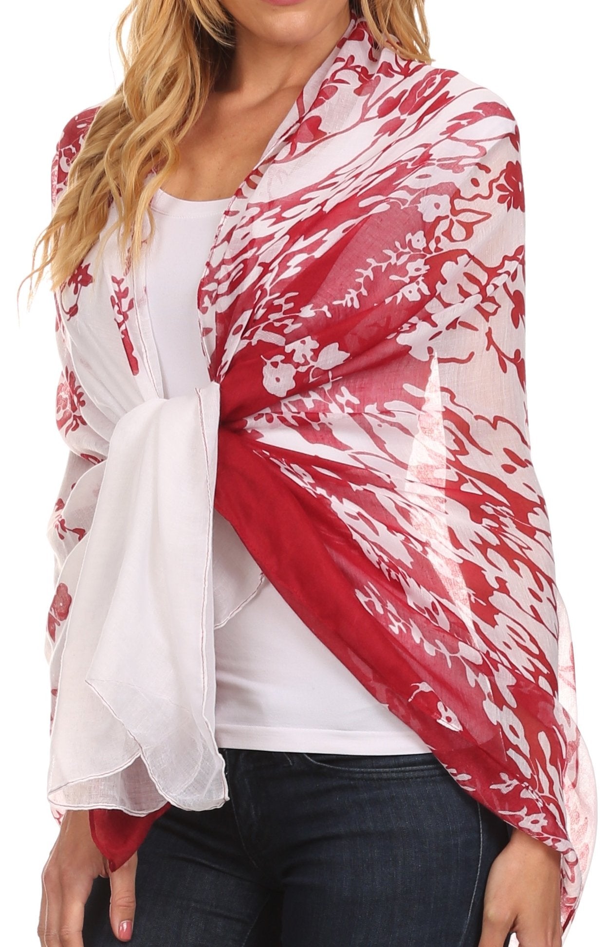 Sakkas Nichole summer gauze featherweight patterned versitile sheer scarf wrap - Concordia Style Boutique