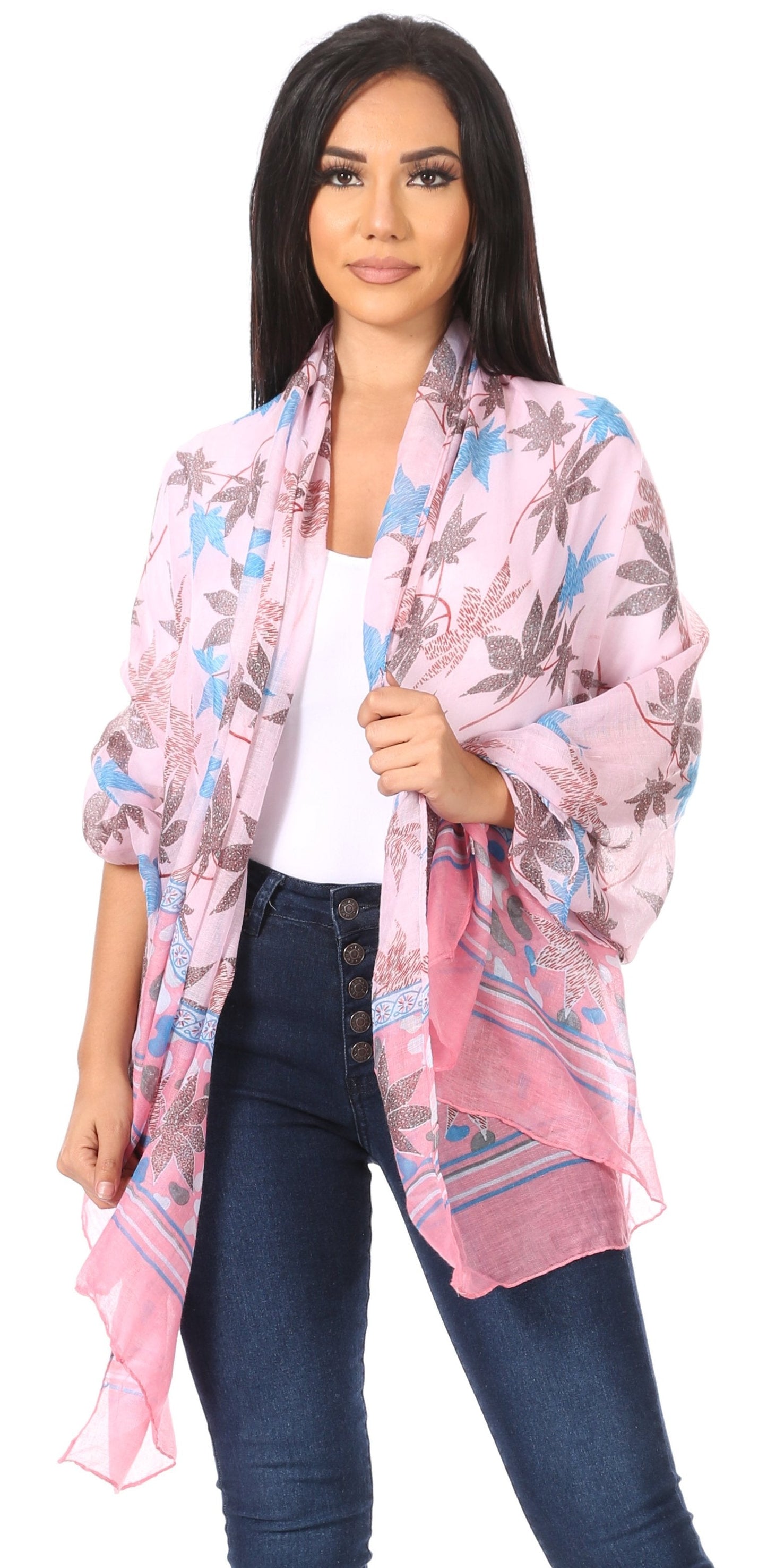 Sakkas Nichole summer gauze featherweight patterned versitile sheer scarf wrap - Concordia Style Boutique