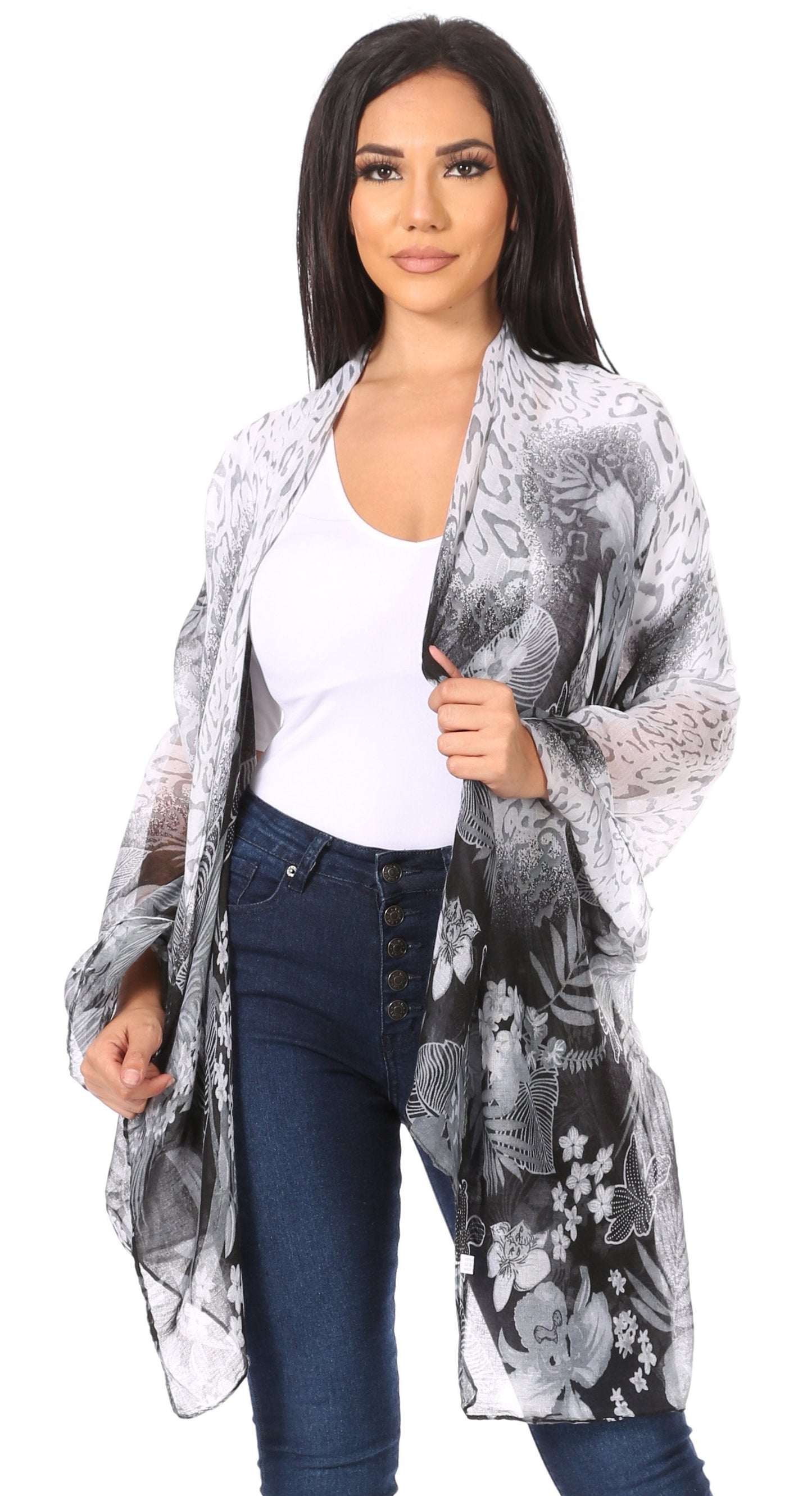 Sakkas Nichole summer gauze featherweight patterned versitile sheer scarf wrap - Concordia Style Boutique