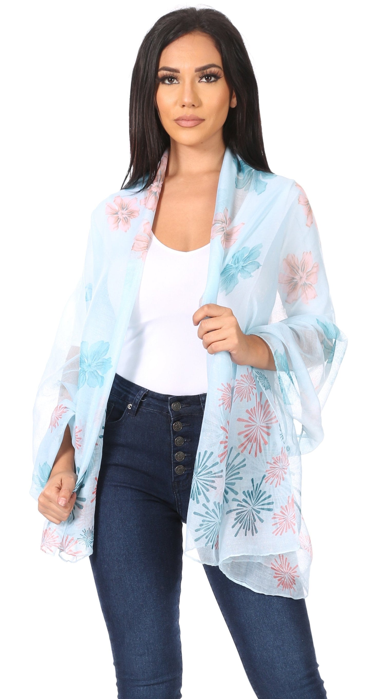 Sakkas Nichole summer gauze featherweight patterned versitile sheer scarf wrap - Concordia Style Boutique