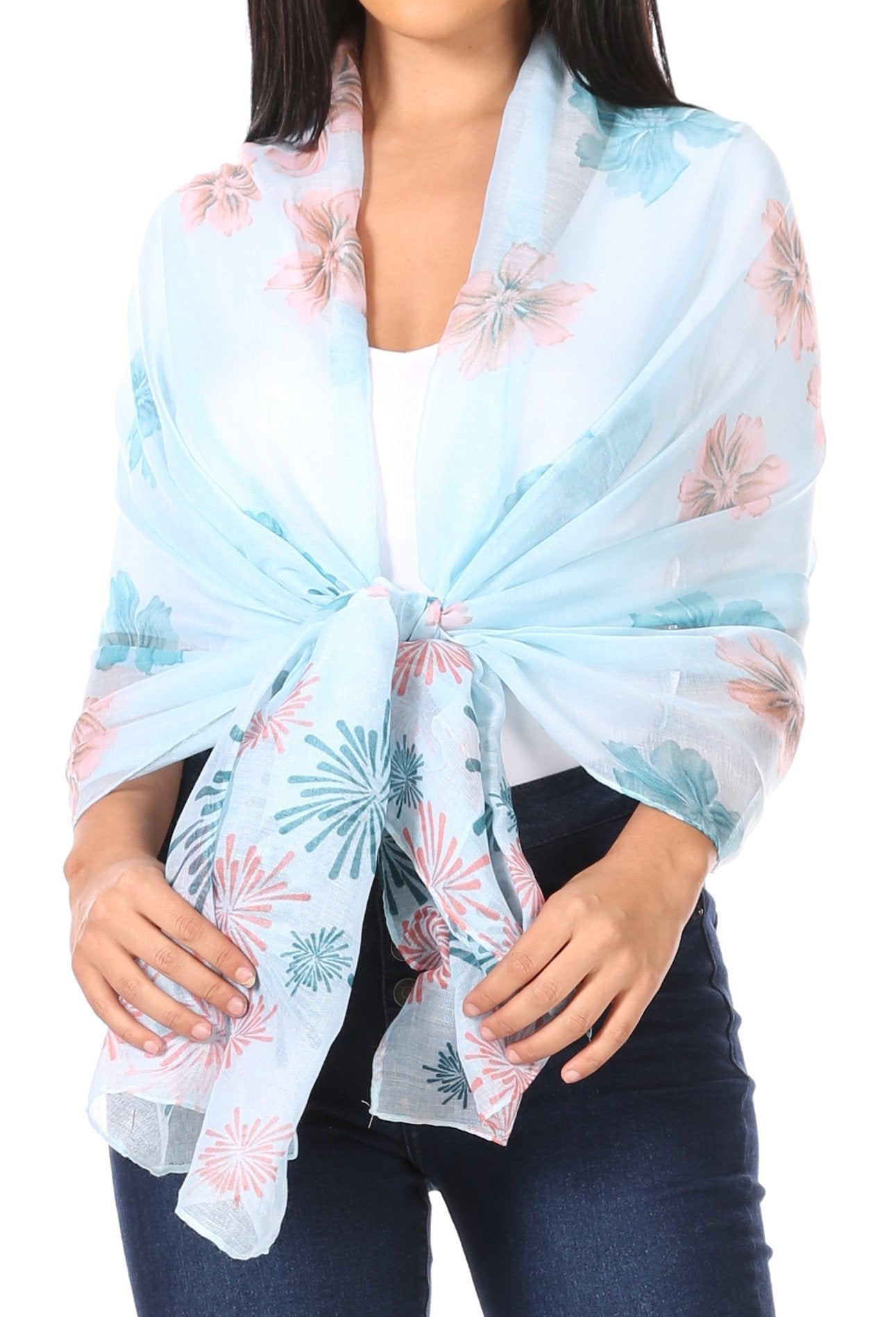 Sakkas Nichole summer gauze featherweight patterned versitile sheer scarf wrap - Concordia Style Boutique