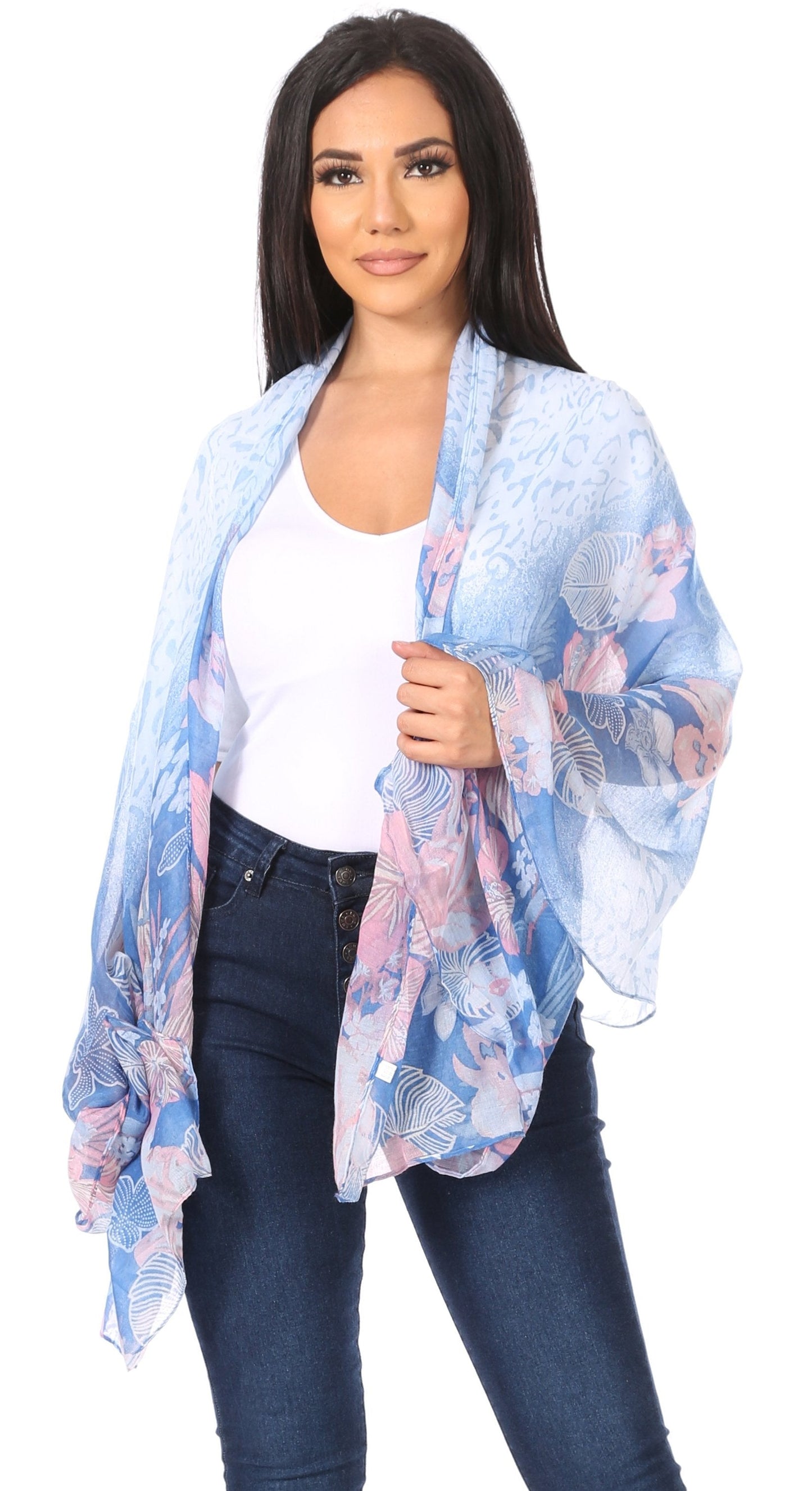 Sakkas Nichole summer gauze featherweight patterned versitile sheer scarf wrap - Concordia Style Boutique