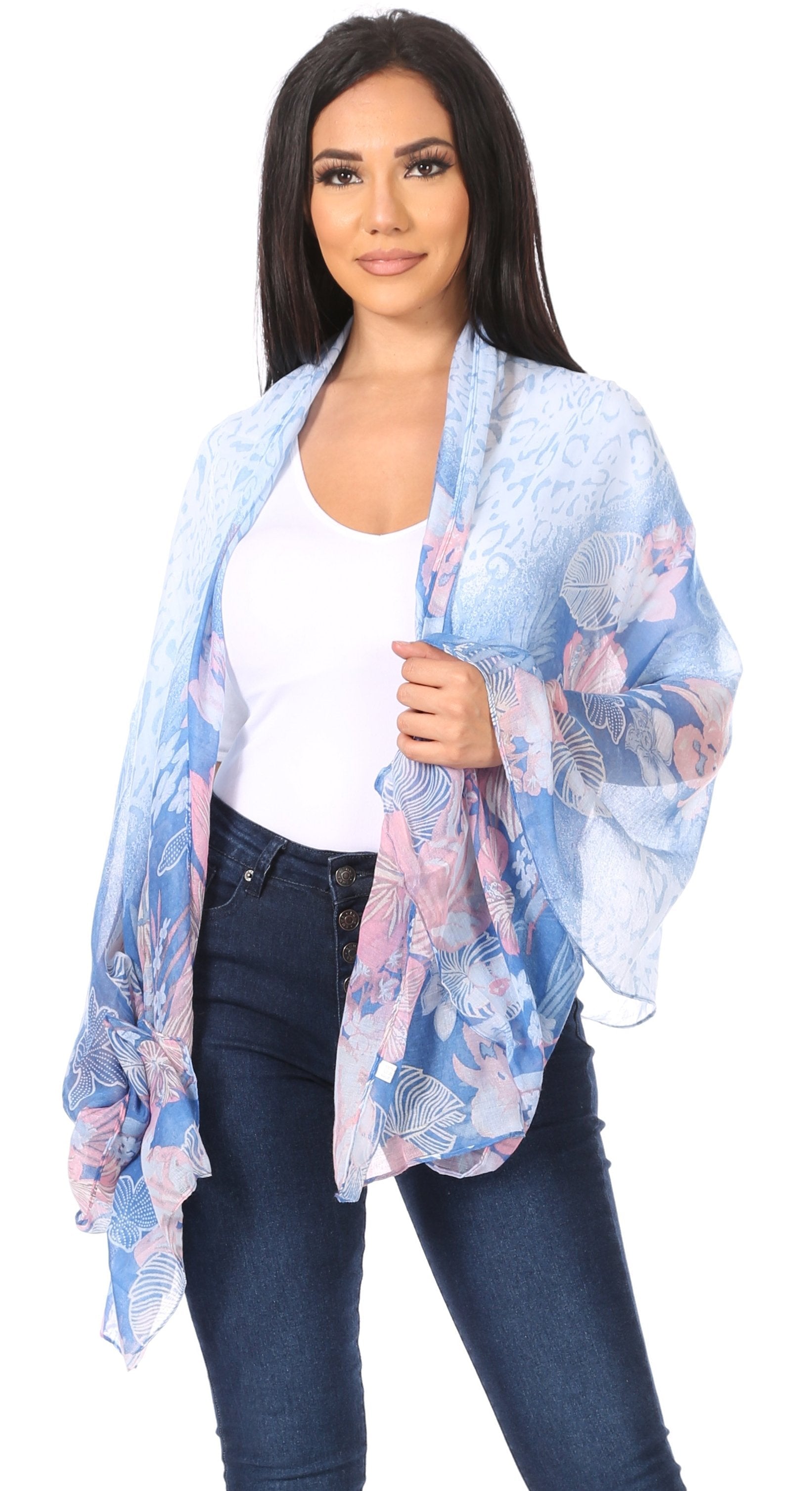 Sakkas Nichole summer gauze featherweight patterned versitile sheer scarf wrap - Concordia Style Boutique