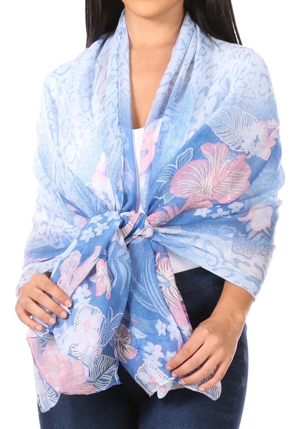 Sakkas Nichole summer gauze featherweight patterned versitile sheer scarf wrap - Concordia Style Boutique