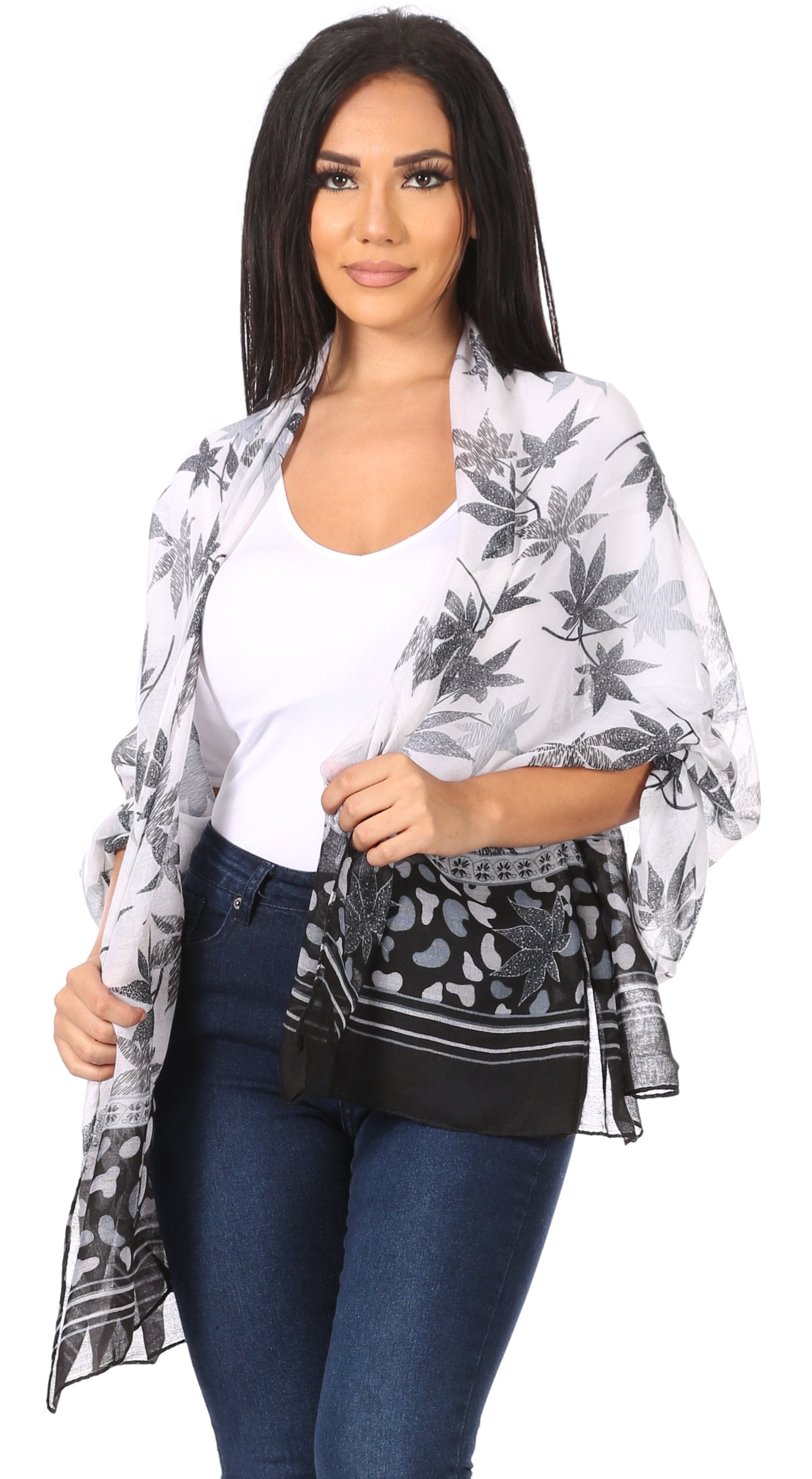 Sakkas Nichole summer gauze featherweight patterned versitile sheer scarf wrap - Concordia Style Boutique
