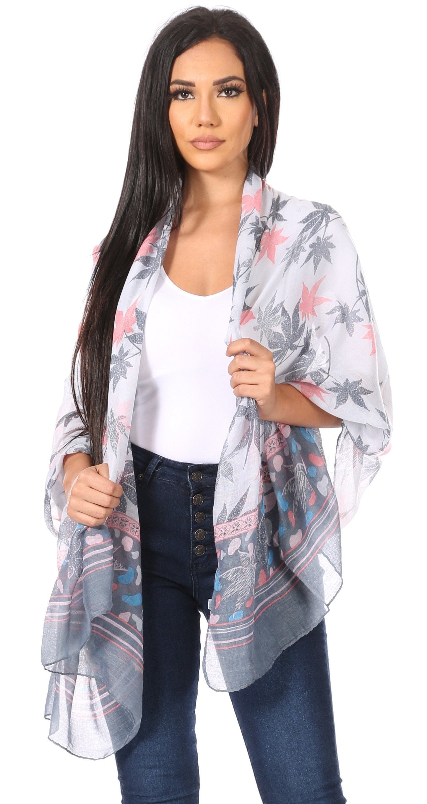 Sakkas Nichole summer gauze featherweight patterned versitile sheer scarf wrap - Concordia Style Boutique