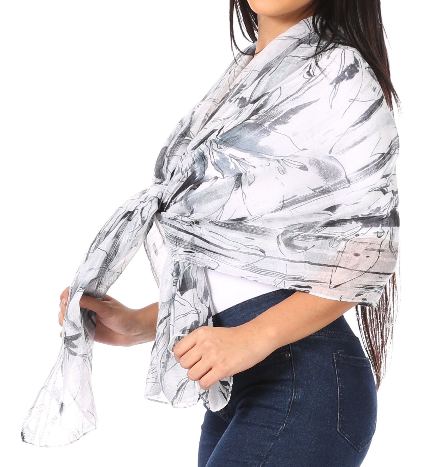 Sakkas Nichole summer gauze featherweight patterned versitile sheer scarf wrap - Concordia Style Boutique