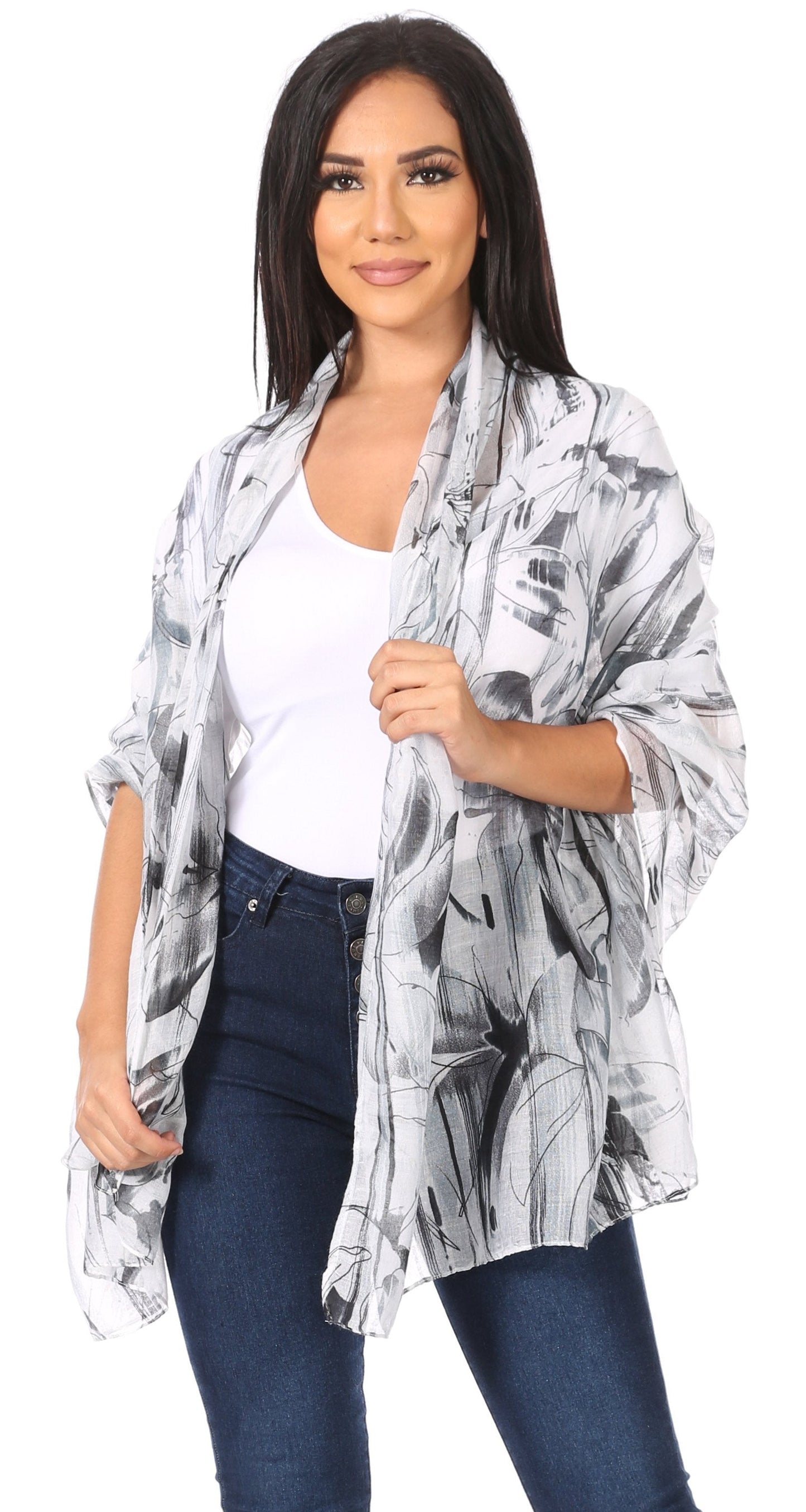 Sakkas Nichole summer gauze featherweight patterned versitile sheer scarf wrap - Concordia Style Boutique