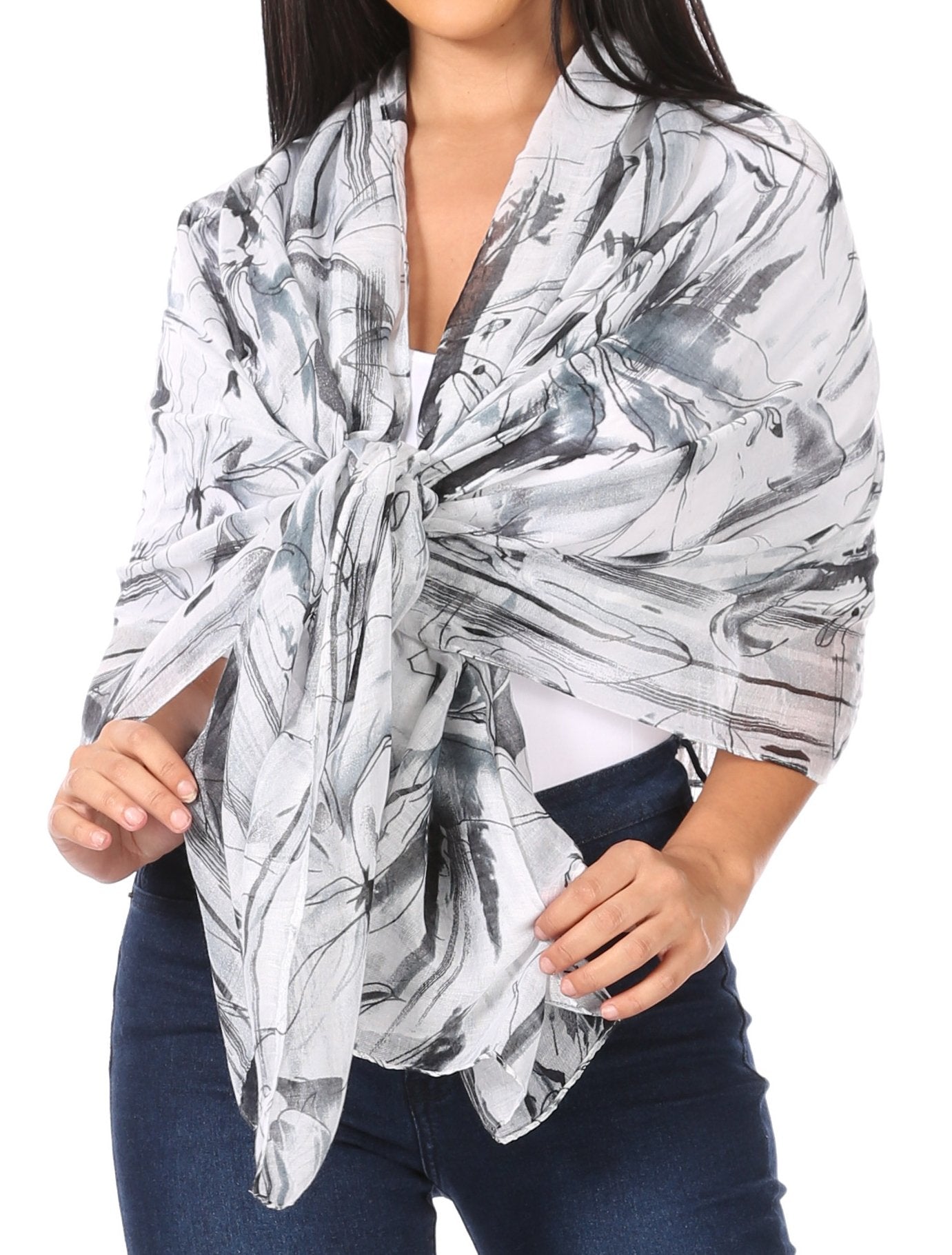 Sakkas Nichole summer gauze featherweight patterned versitile sheer scarf wrap - Concordia Style Boutique