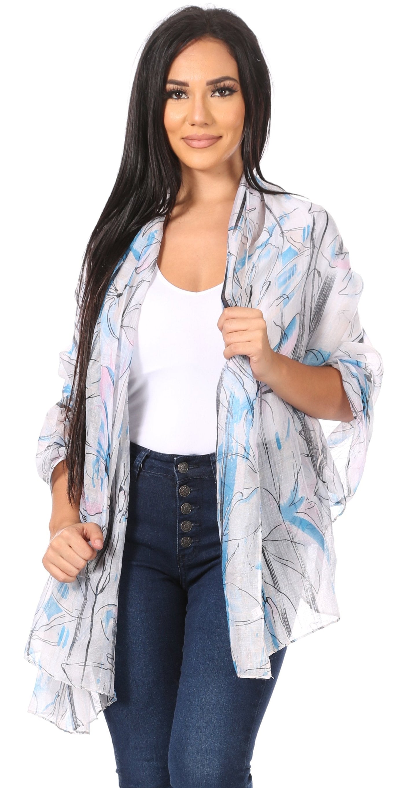 Sakkas Nichole summer gauze featherweight patterned versitile sheer scarf wrap - Concordia Style Boutique