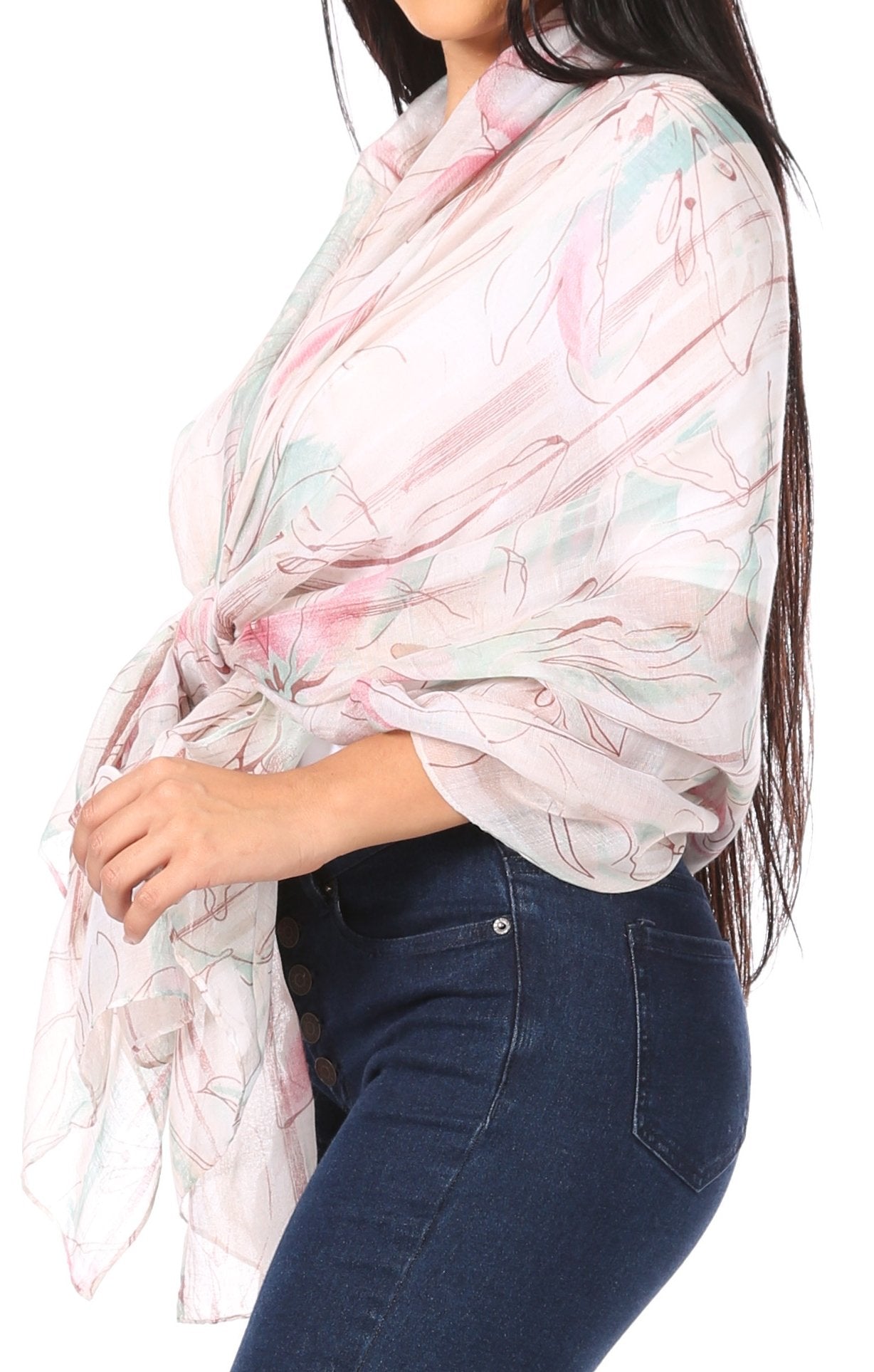 Sakkas Nichole summer gauze featherweight patterned versitile sheer scarf wrap - Concordia Style Boutique