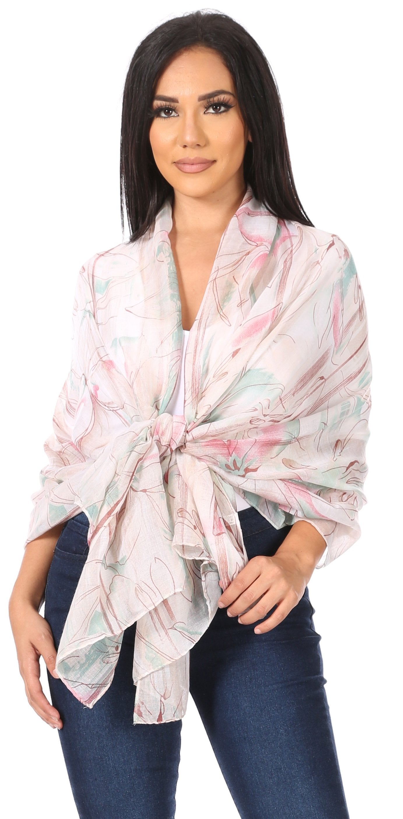 Sakkas Nichole summer gauze featherweight patterned versitile sheer scarf wrap - Concordia Style Boutique
