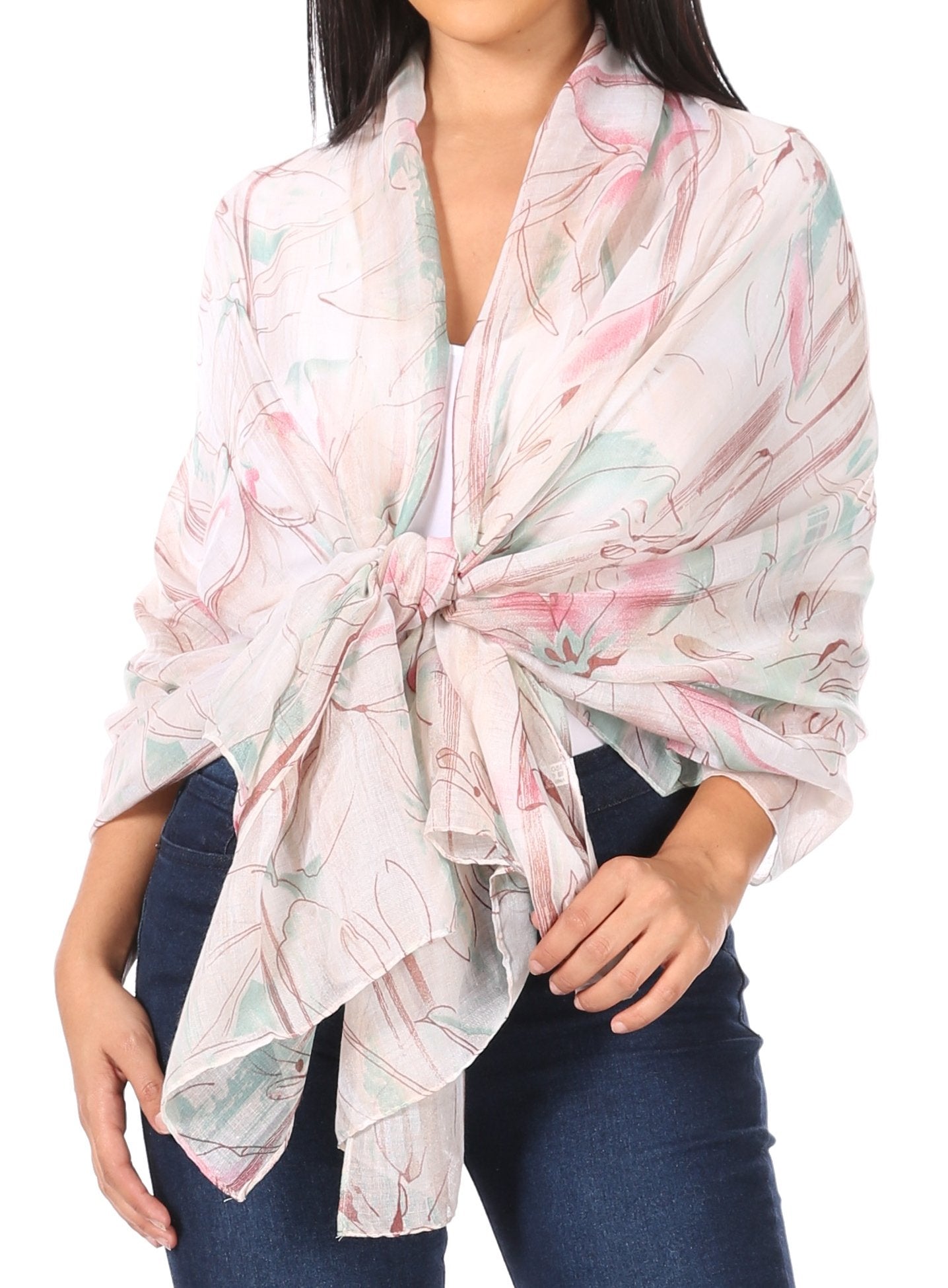 Sakkas Nichole summer gauze featherweight patterned versitile sheer scarf wrap - Concordia Style Boutique