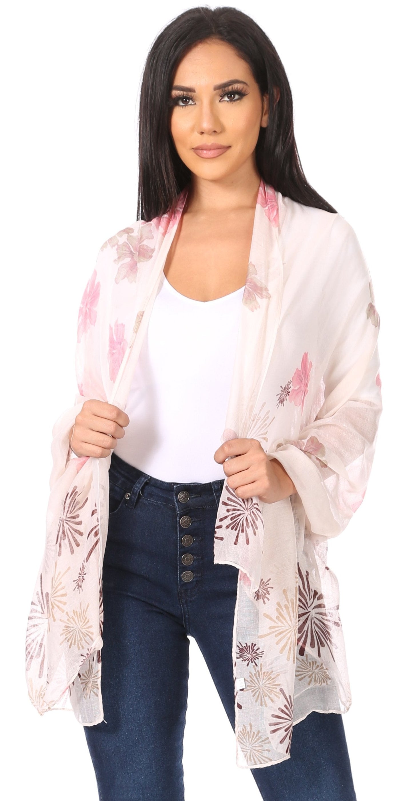 Sakkas Nichole summer gauze featherweight patterned versitile sheer scarf wrap - Concordia Style Boutique