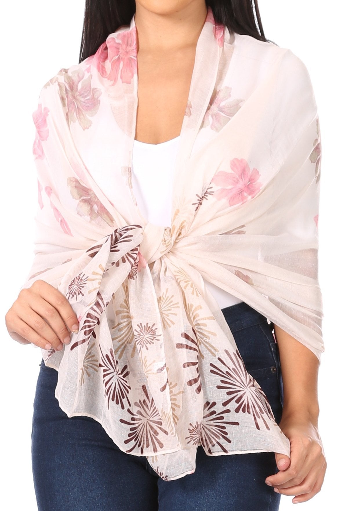 Sakkas Nichole summer gauze featherweight patterned versitile sheer scarf wrap - Concordia Style Boutique