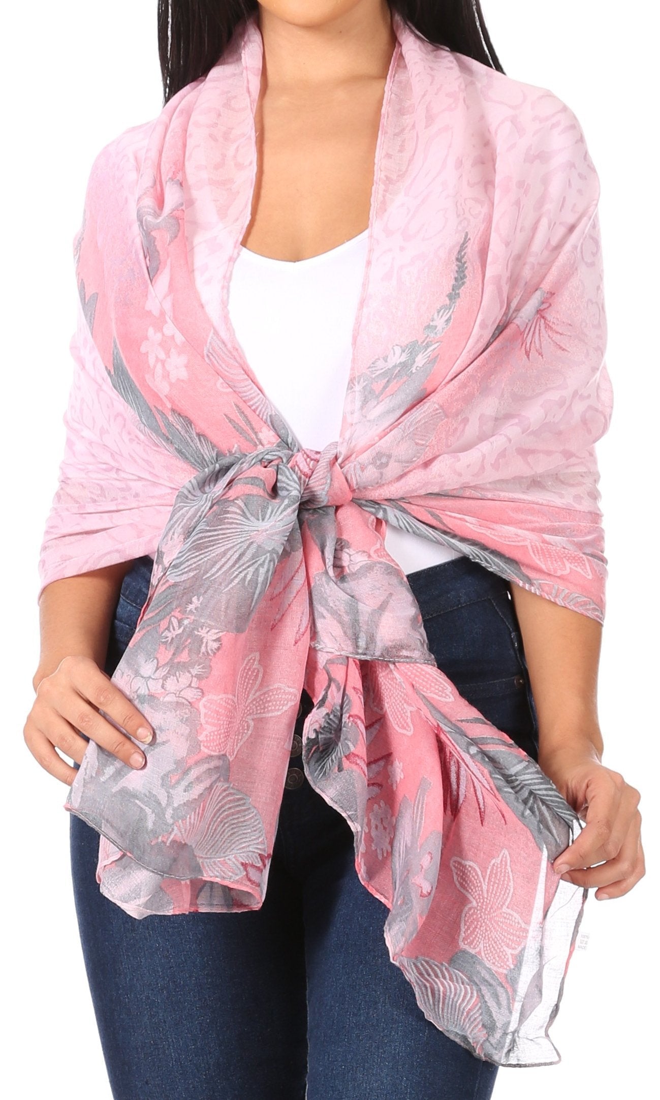 Sakkas Nichole summer gauze featherweight patterned versitile sheer scarf wrap - Concordia Style Boutique