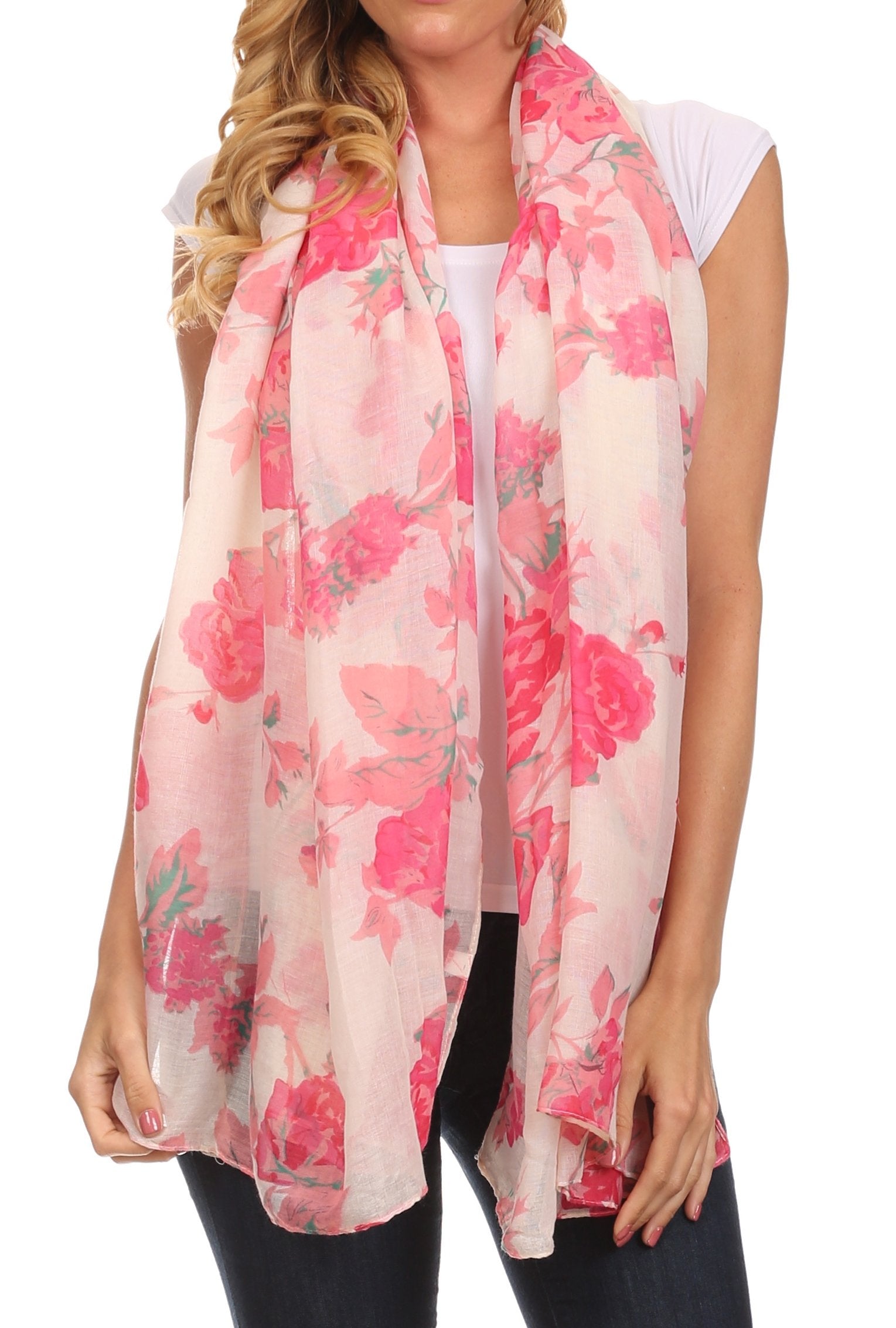Sakkas Nichole summer gauze featherweight patterned versitile sheer scarf wrap - Concordia Style Boutique