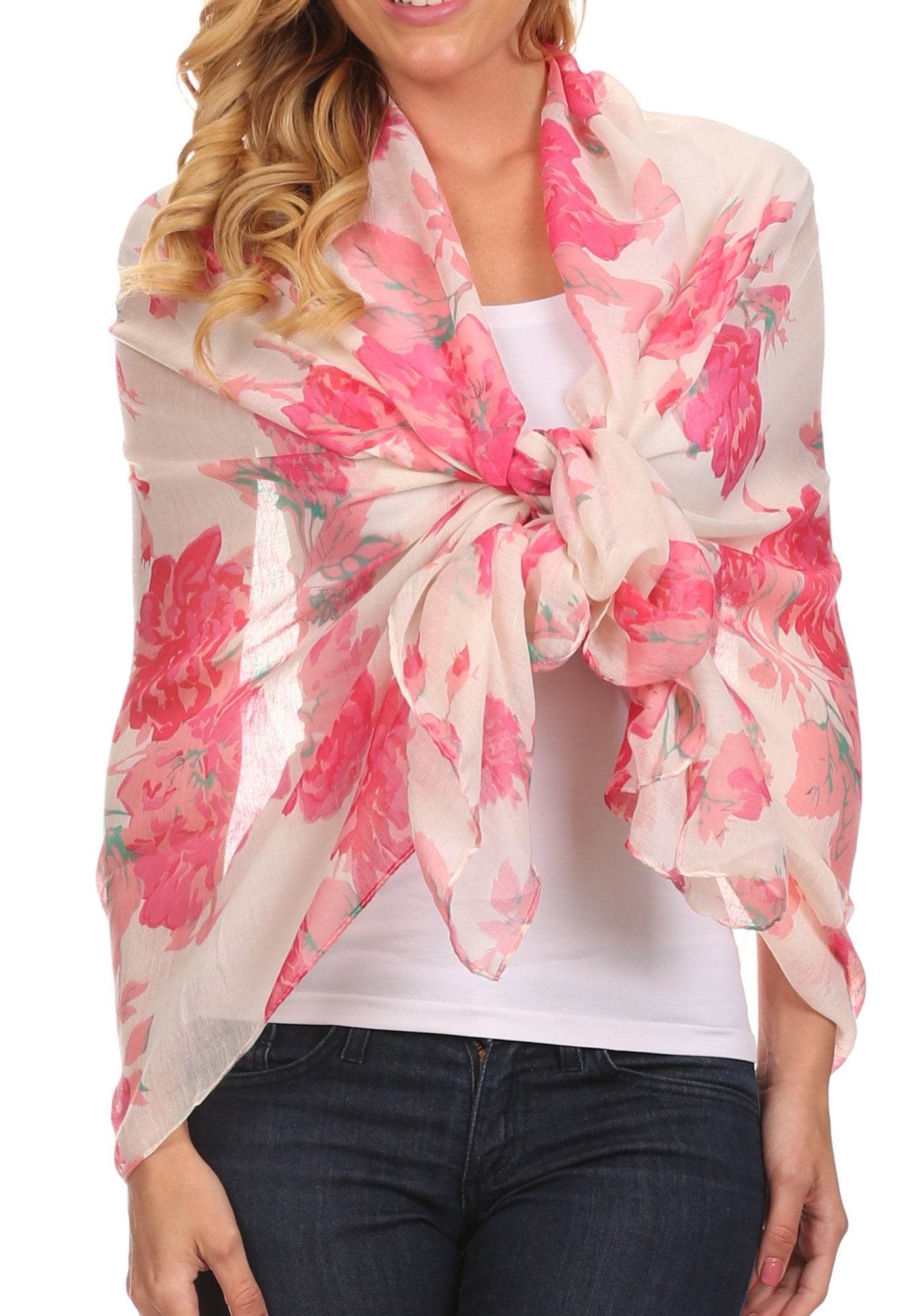 Sakkas Nichole summer gauze featherweight patterned versitile sheer scarf wrap - Concordia Style Boutique