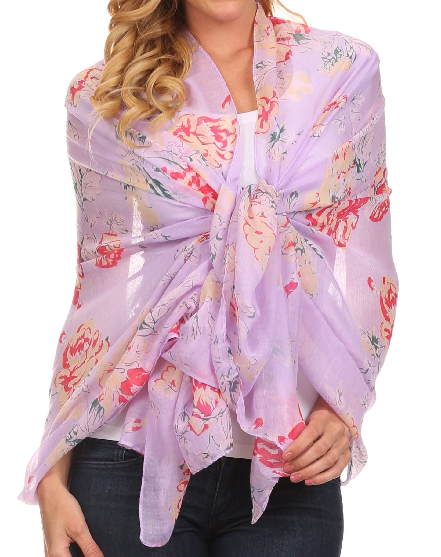 Sakkas Nichole summer gauze featherweight patterned versitile sheer scarf wrap - Concordia Style Boutique