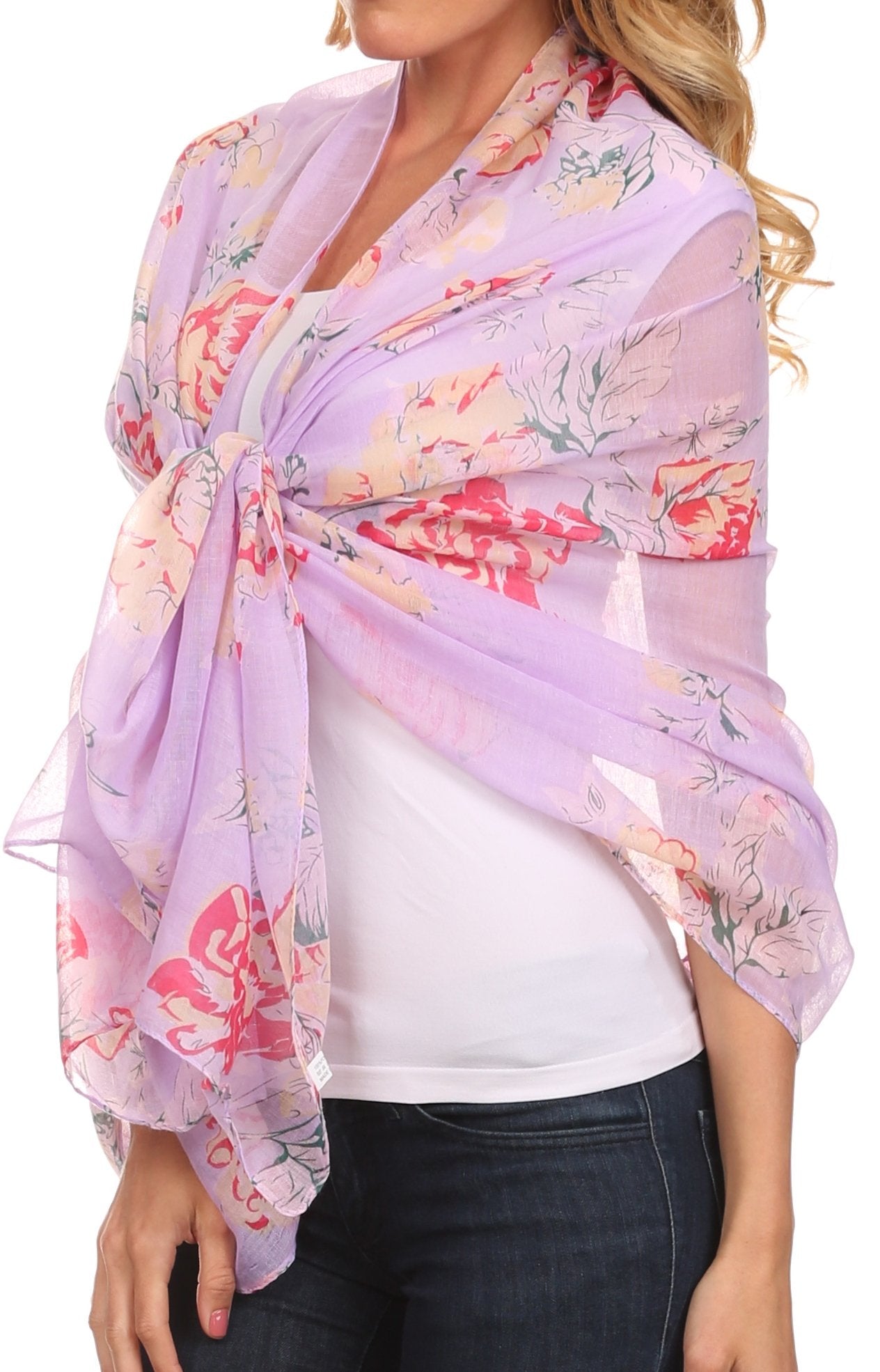 Sakkas Nichole summer gauze featherweight patterned versitile sheer scarf wrap - Concordia Style Boutique