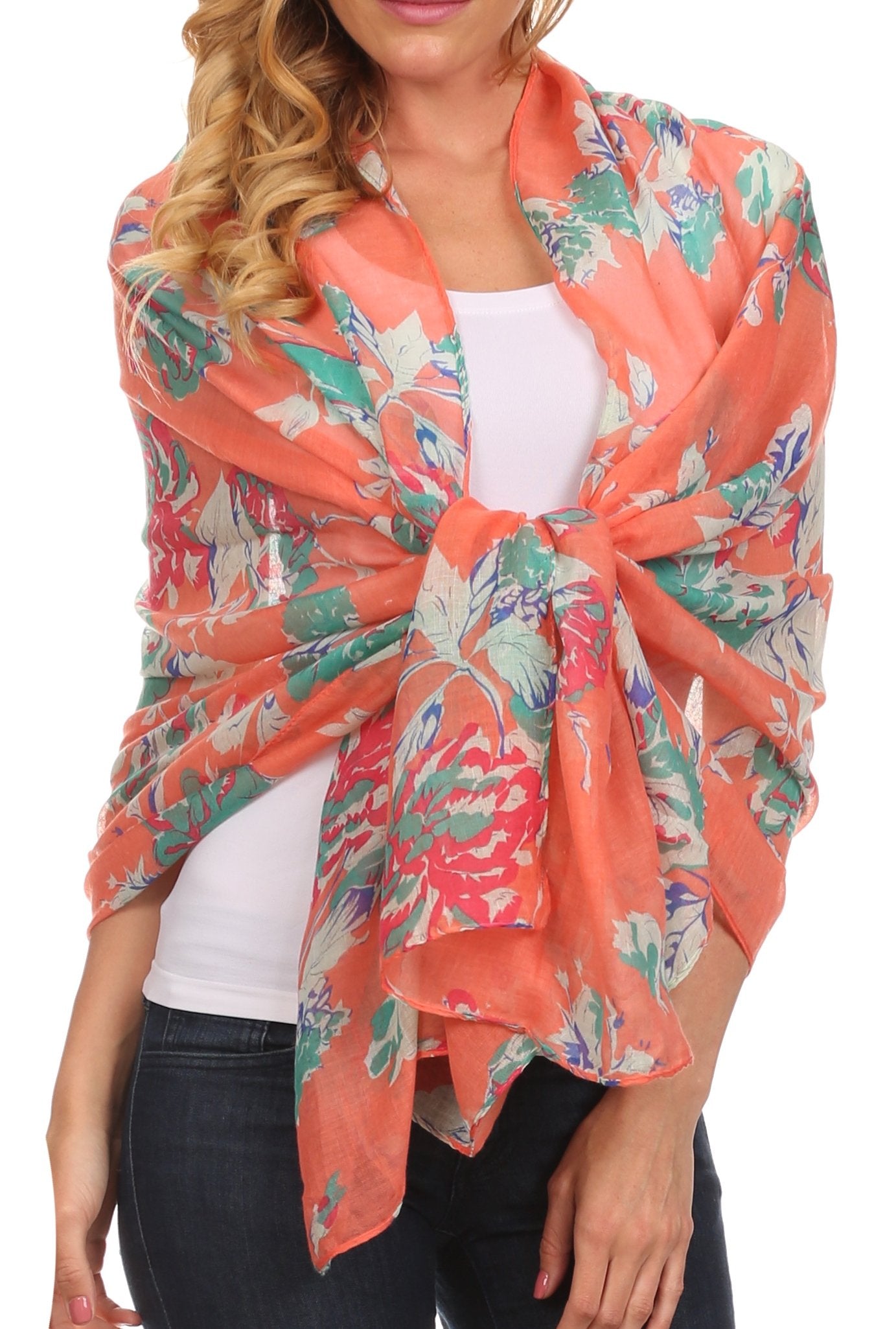 Sakkas Nichole summer gauze featherweight patterned versitile sheer scarf wrap - Concordia Style Boutique