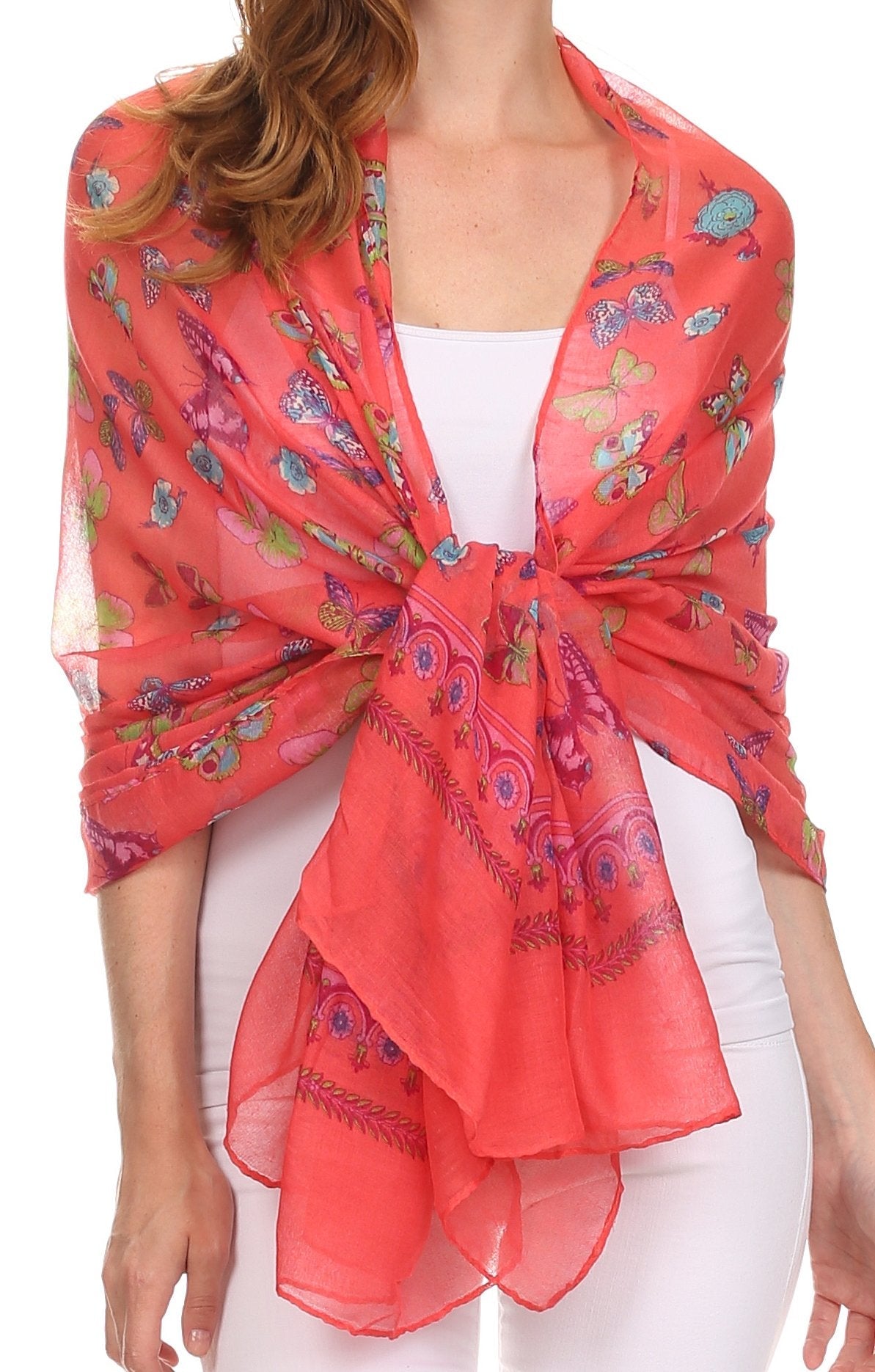 Sakkas Nichole summer gauze featherweight patterned versitile sheer scarf wrap - Concordia Style Boutique