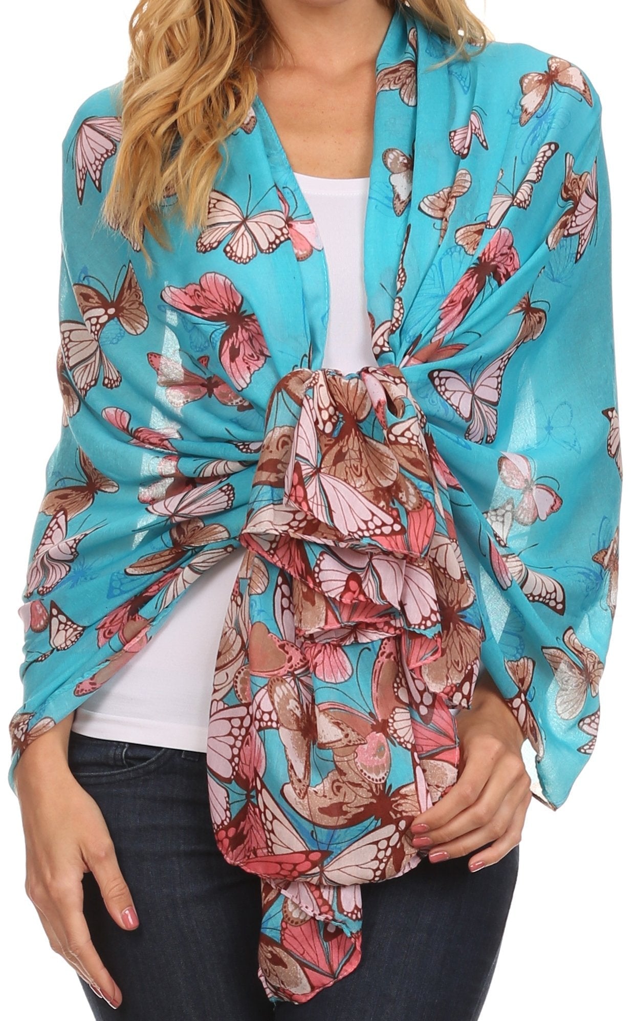 Sakkas Nichole summer gauze featherweight patterned versitile sheer scarf wrap - Concordia Style Boutique
