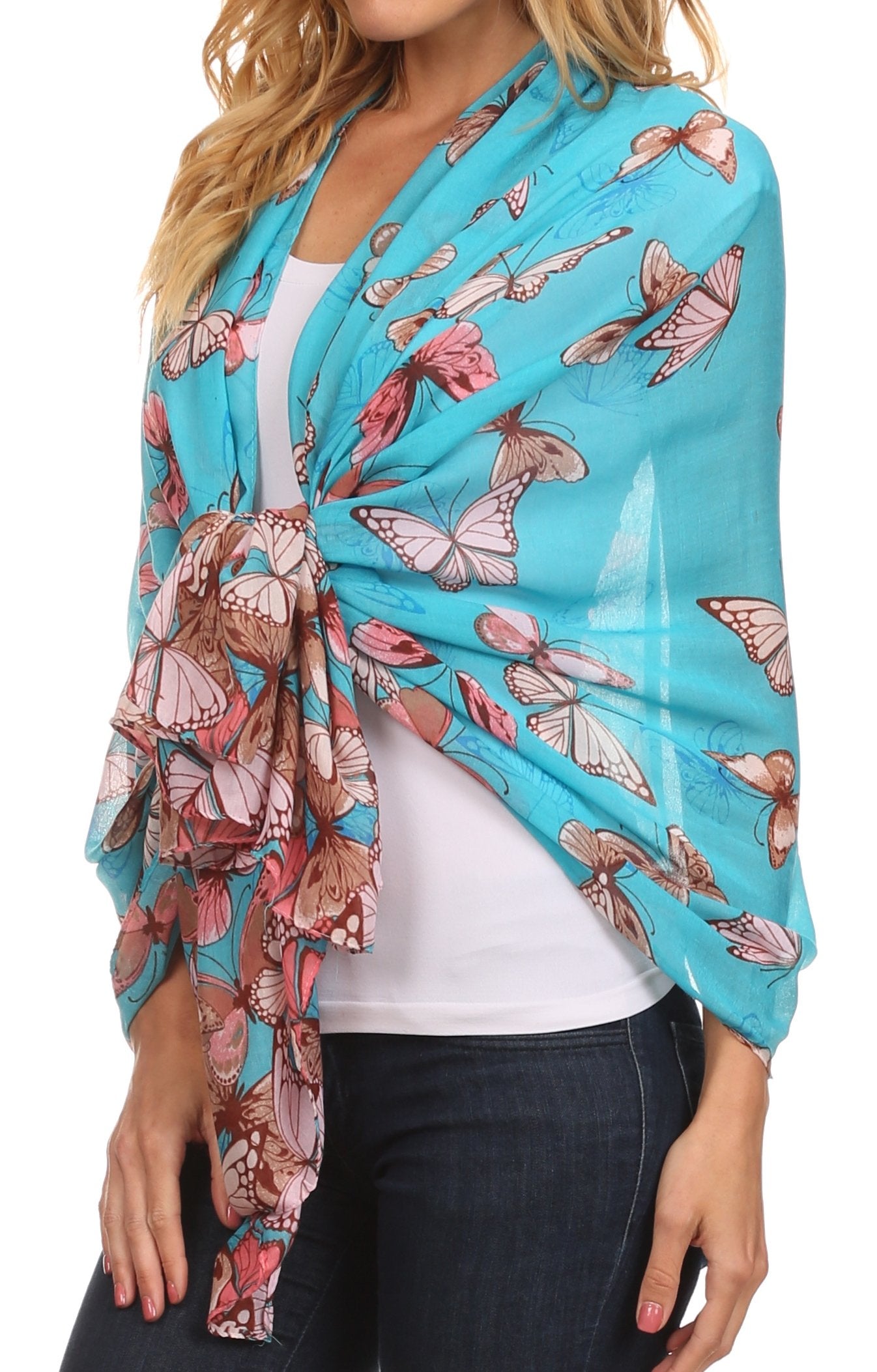 Sakkas Nichole summer gauze featherweight patterned versitile sheer scarf wrap - Concordia Style Boutique