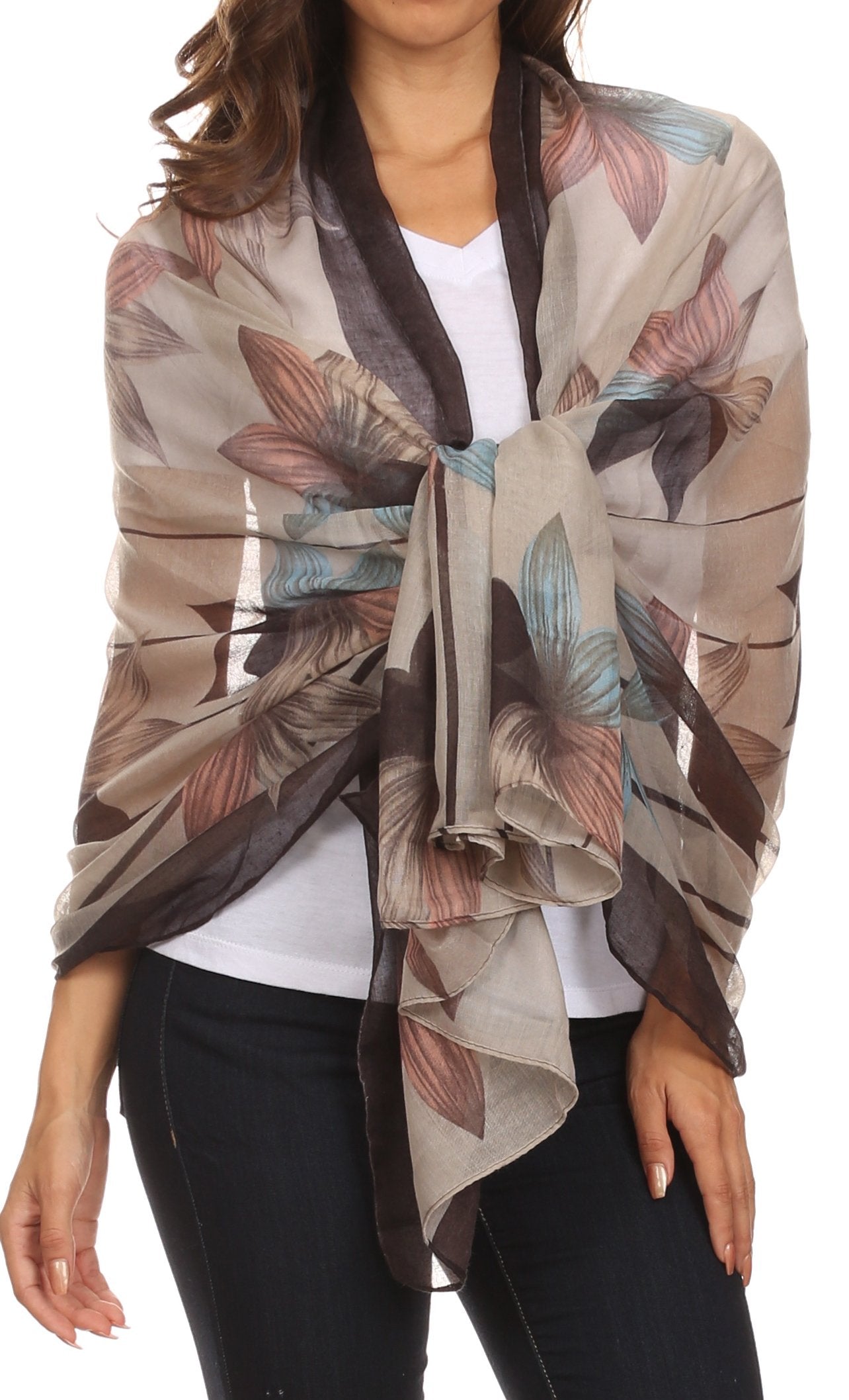 Sakkas Nichole summer gauze featherweight patterned versitile sheer scarf wrap - Concordia Style Boutique