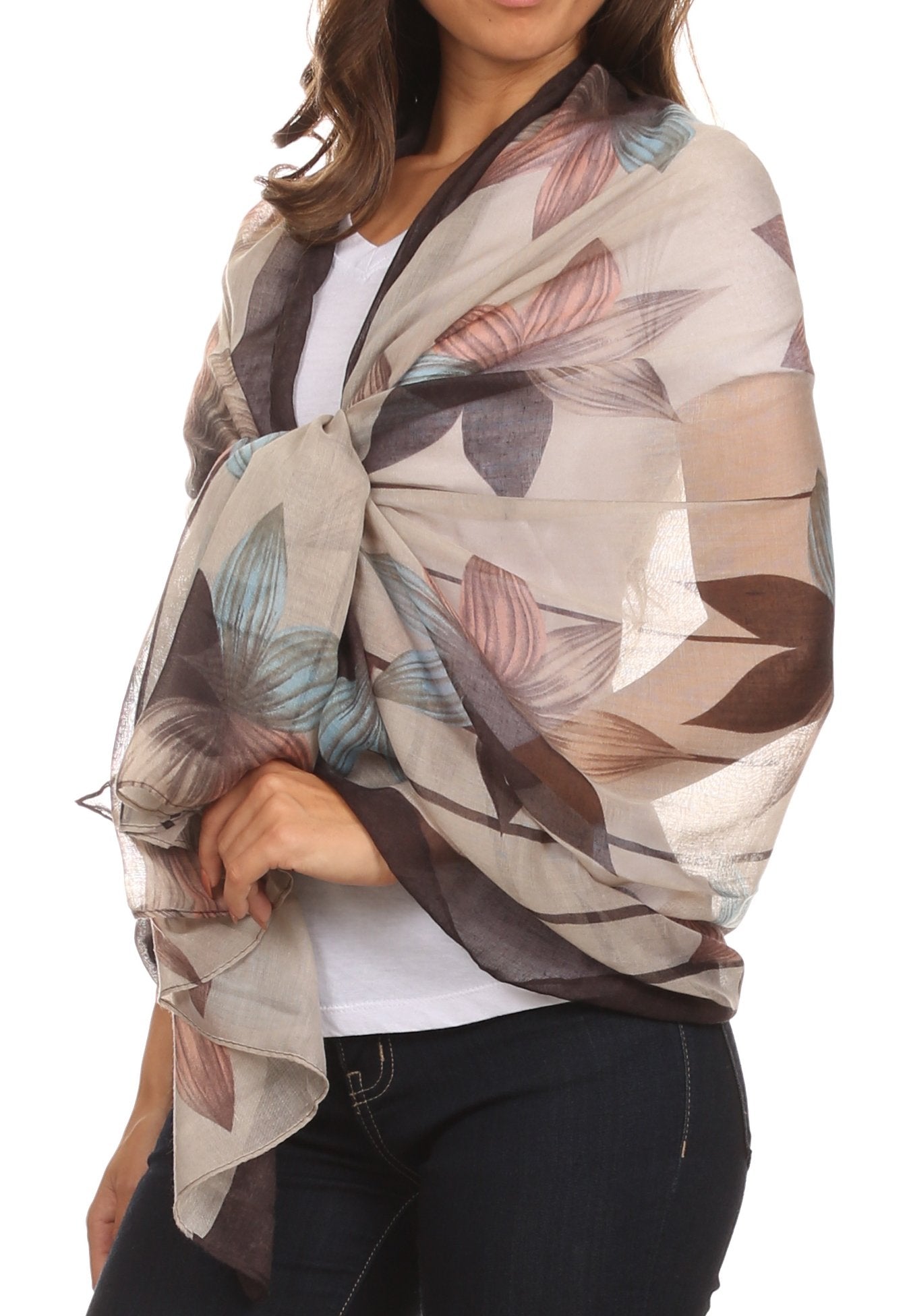 Sakkas Nichole summer gauze featherweight patterned versitile sheer scarf wrap - Concordia Style Boutique