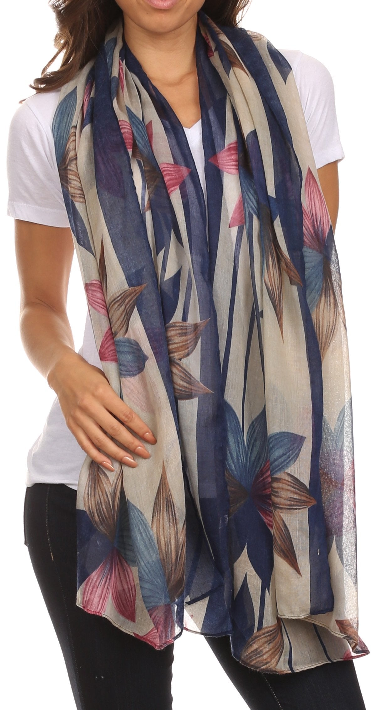 Sakkas Nichole summer gauze featherweight patterned versitile sheer scarf wrap - Concordia Style Boutique