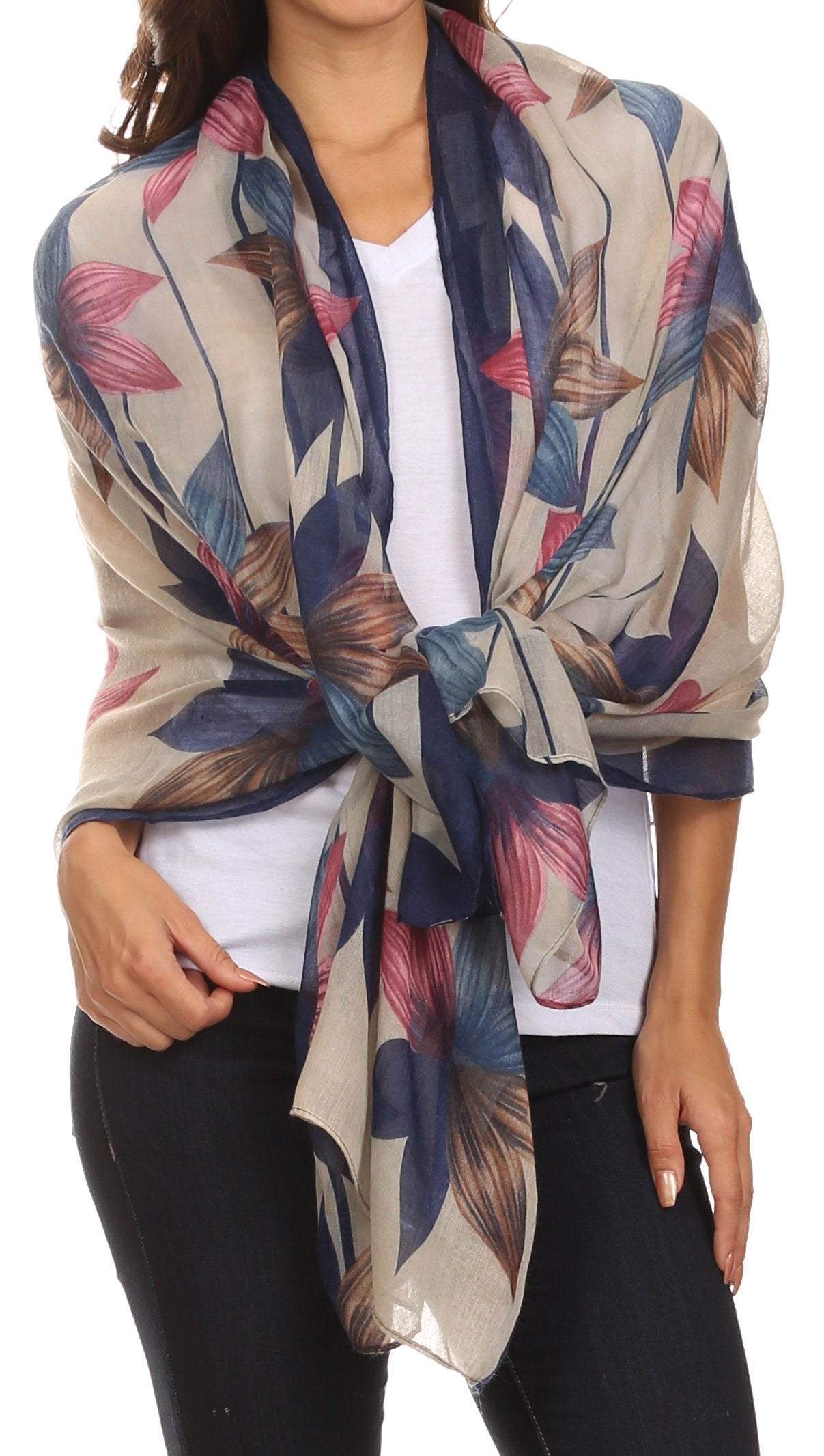 Sakkas Nichole summer gauze featherweight patterned versitile sheer scarf wrap - Concordia Style Boutique
